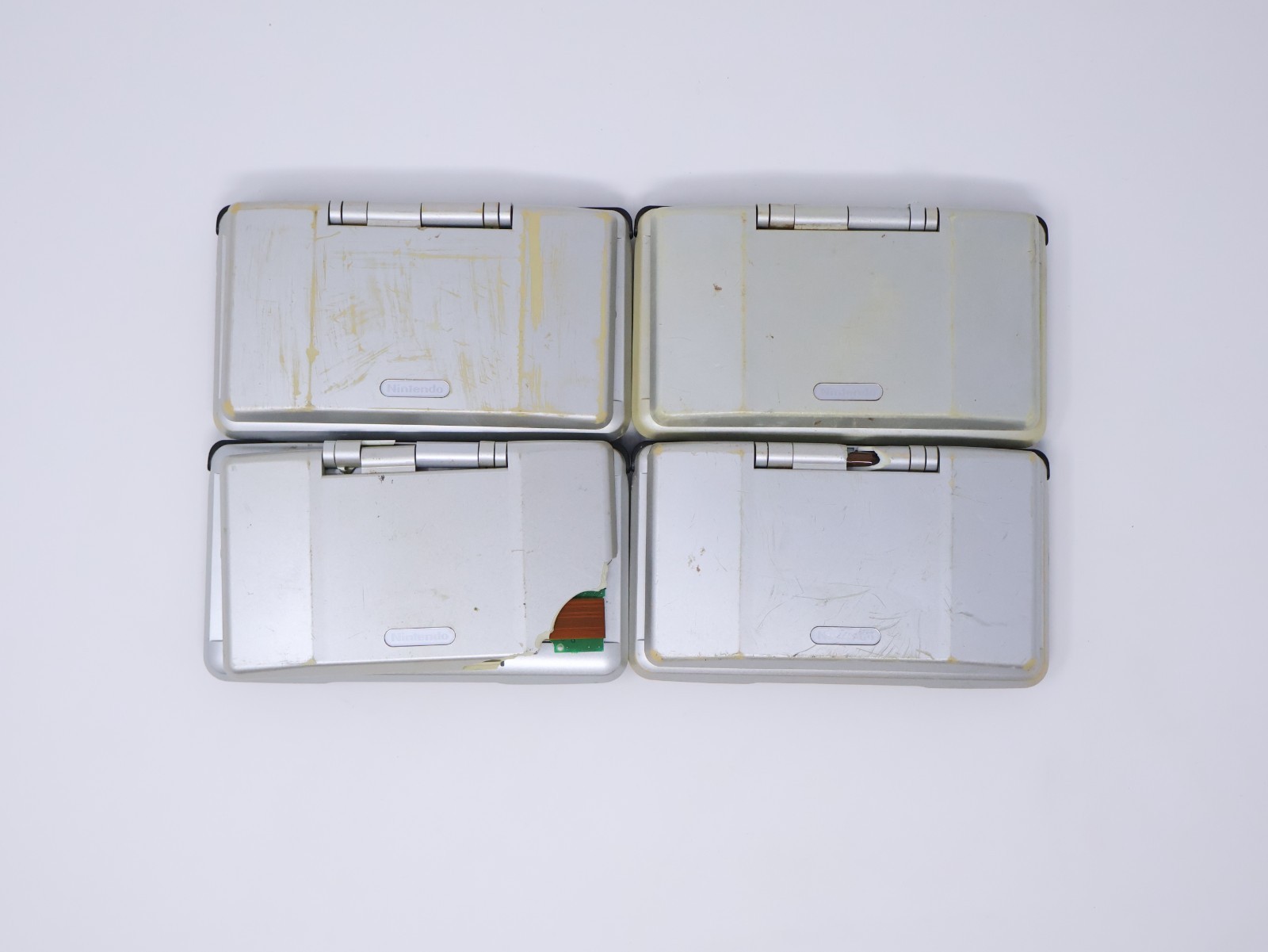 Nintendo DS Original NTR-001 Console Silver Lot of 4 Broken Hinge For Parts