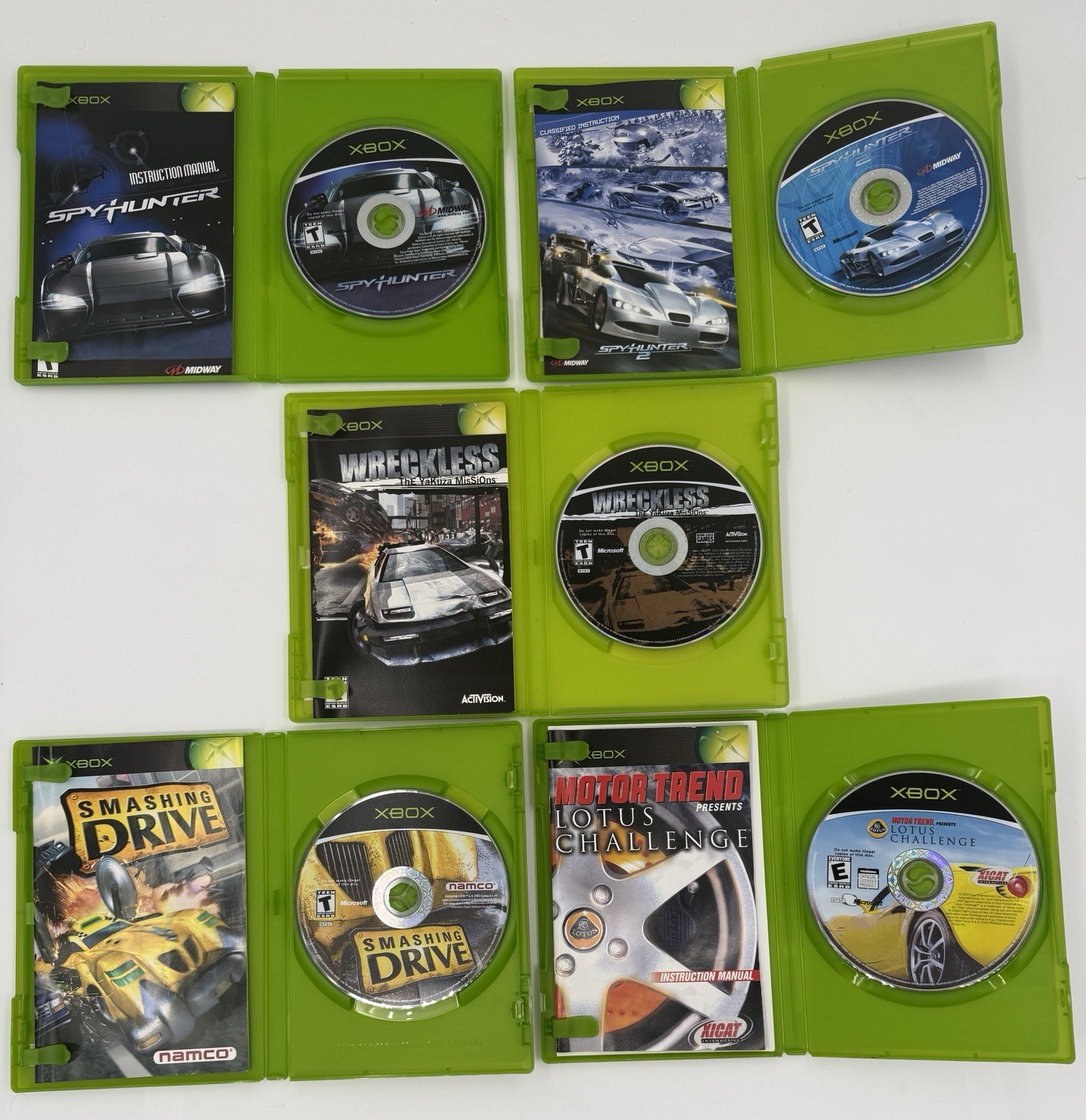 Xbox Car Racing Lot SpyHunter 1 + 2, Wreckless YaKuza, Smashing Drive & Lotus