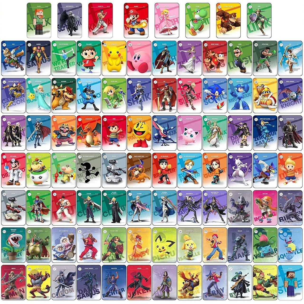 ALL 95PCS Amiibo SSBU PVC NFC Game Card Fast Shipping!Free stickers!