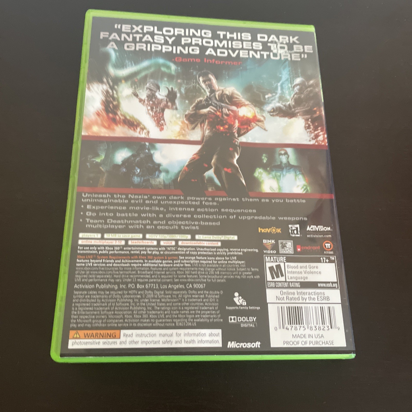 Wolfenstein – Xbox 360 TESTED COMPLETE CIB