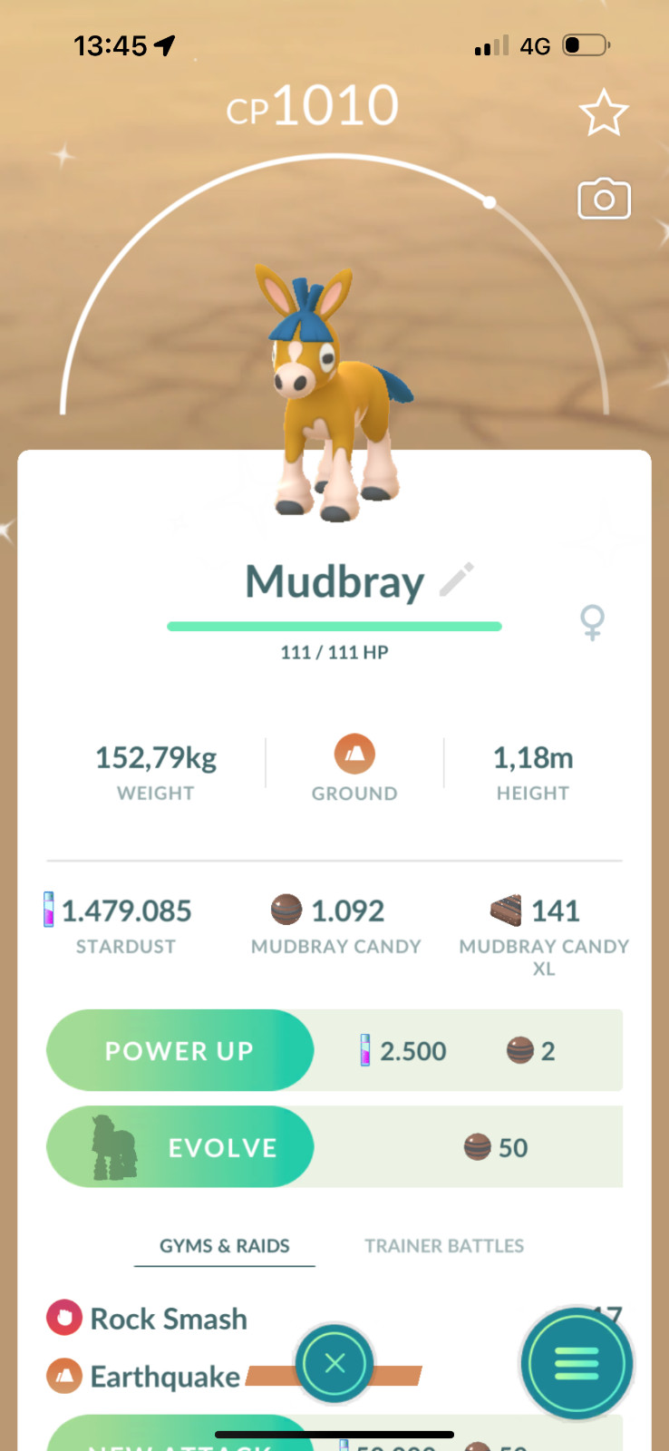 Pokémon Shiny Mudbray – Trade 1M stardust