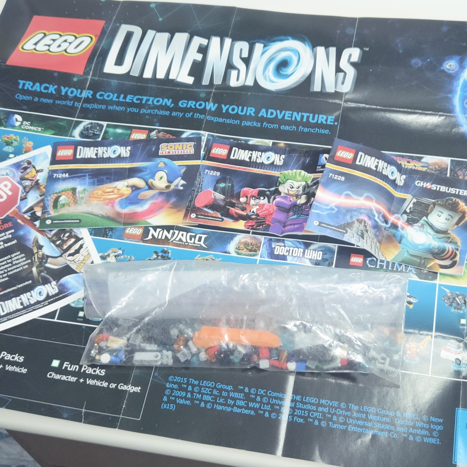 LEGO Dimensions Huge Lot Sonic Joker Harley BTTF Portal 9 Figures 11 Vehicle PS4