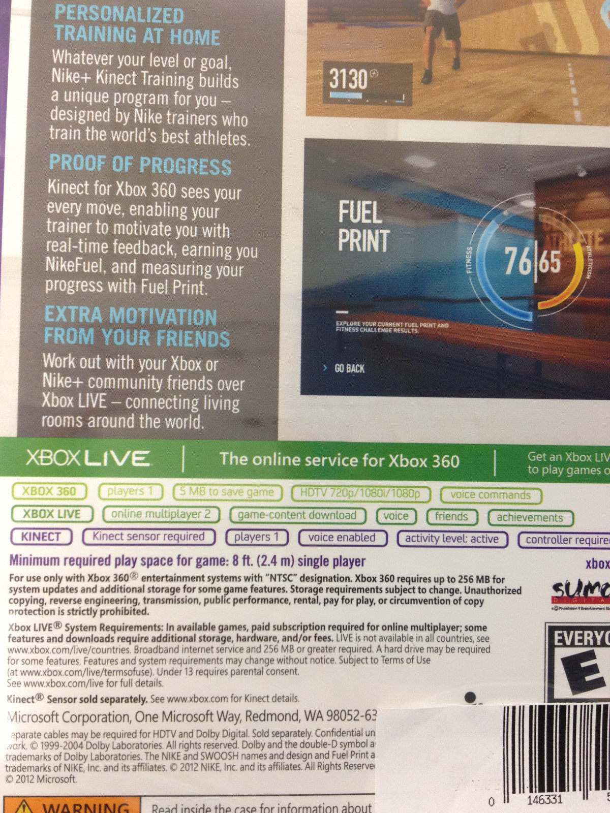 Nike + Kinect Training for Xbox 360 BRAND NEW NEVER BEEN USED!!!