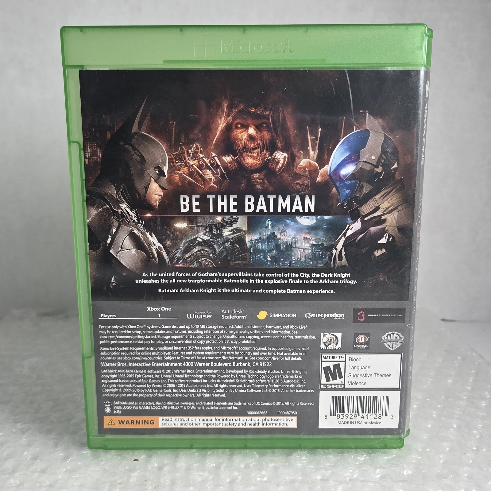 Batman Arkham Knight Xbox 1 One Complete In Box CIB Tested Rocksteady DC Comics
