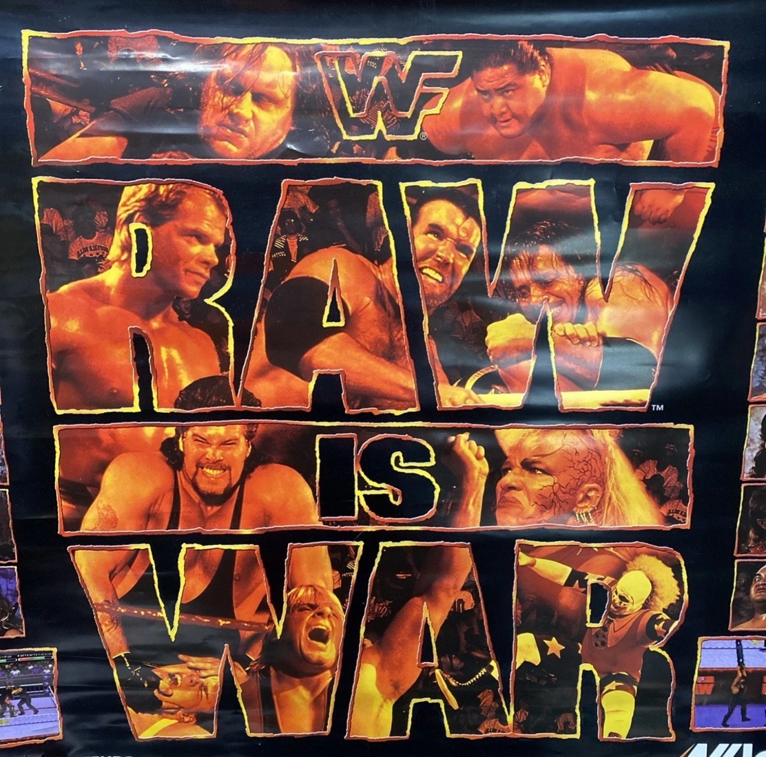 WWF RAW WrestleMania Nintendo SNES Sega Store Display Poster WWE Banner Standee