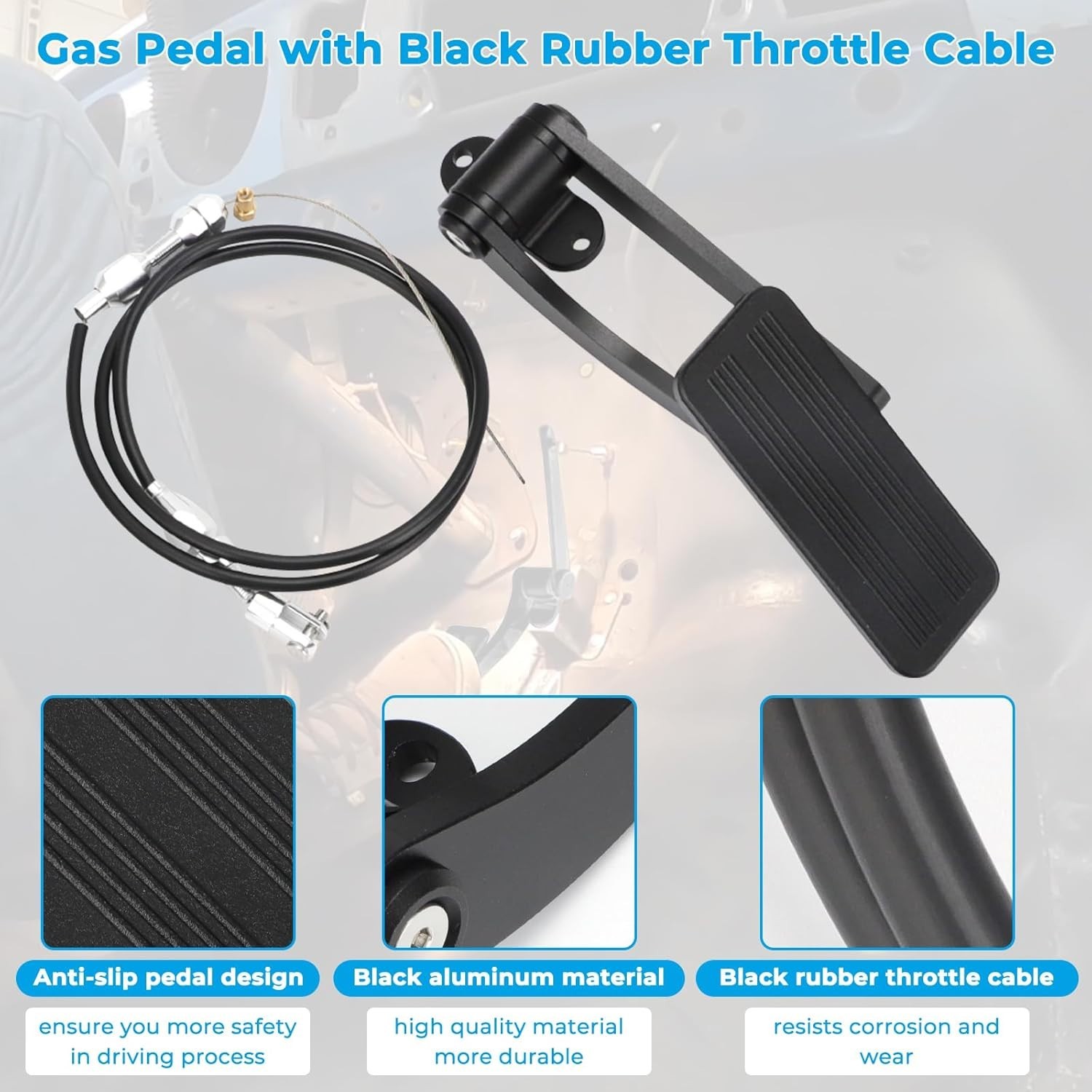 Universal Black Aluminum Gas Pedal Compatible with Street Rat Rod GM Chevy Fo…