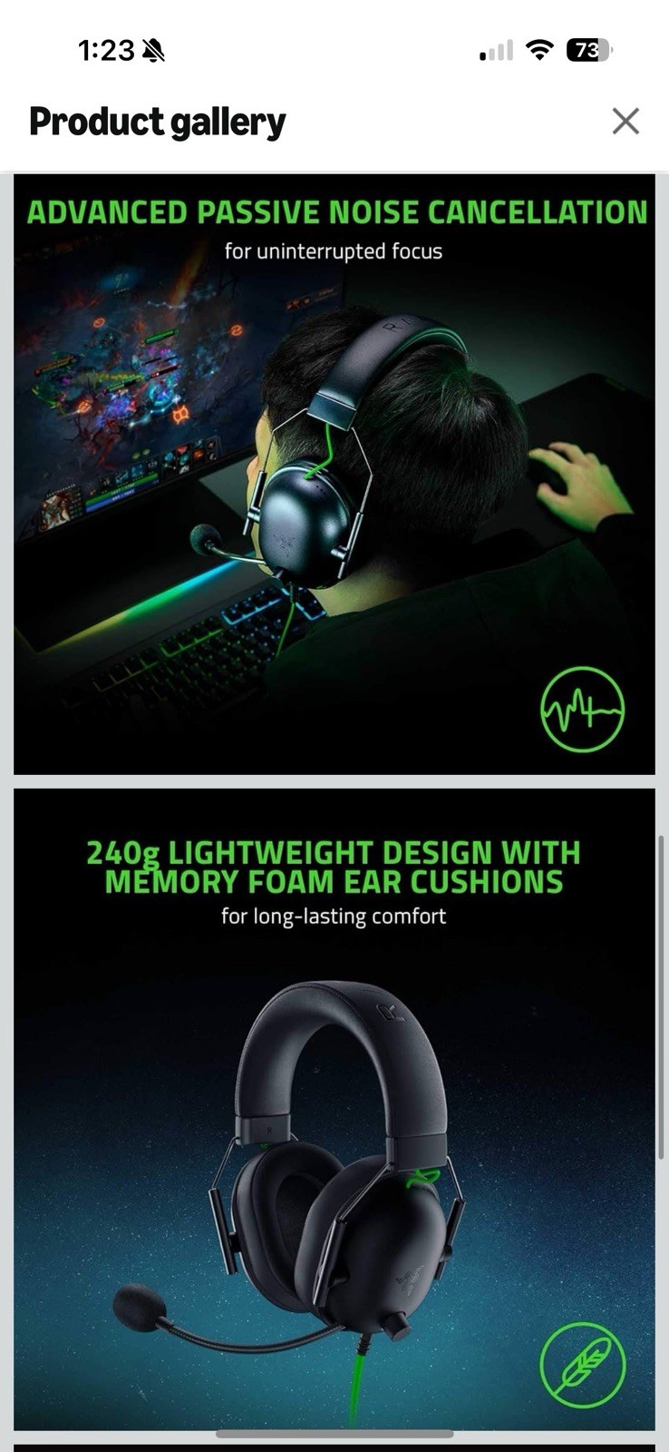 Razer BlackShark V2 X Gaming Headset: 7.1 Surround Sound – 50mm Drivers – Black