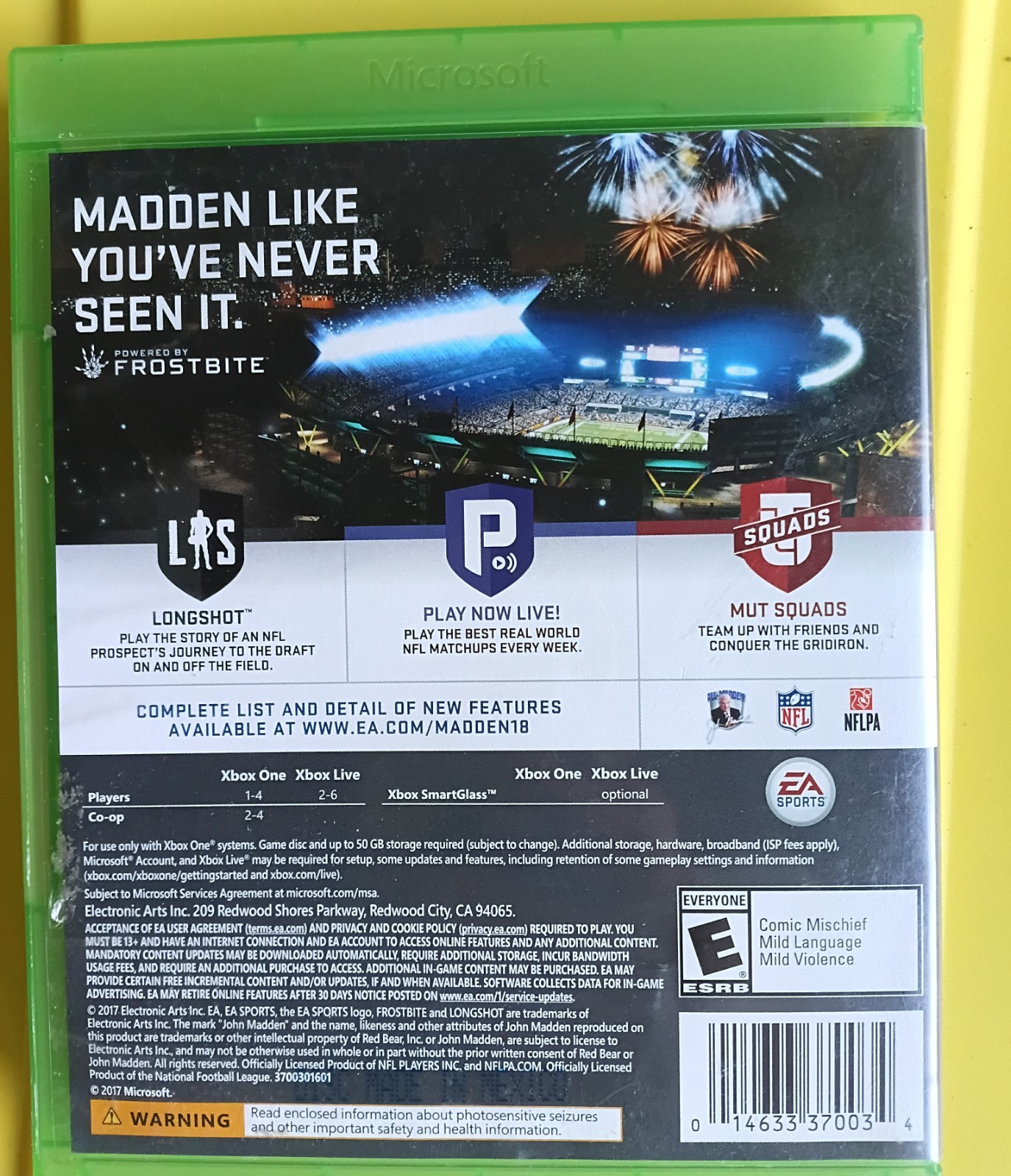 EA SPORTS Madden NFL 18 Microsoft Xbox One E Xbox Live Xbox One X Enhanced