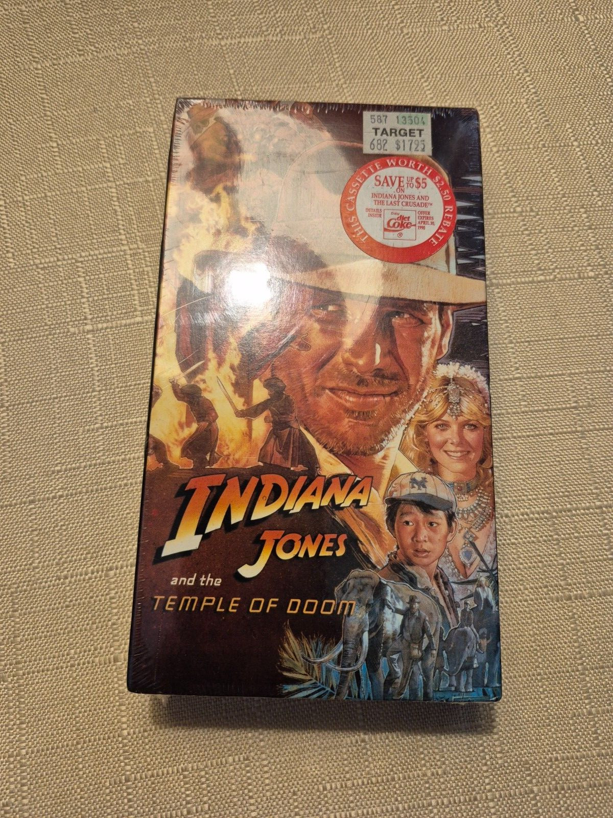 New Indiana Jones And The Temple Of Doom VHS Sealed Paramount Watermark Blk 1986