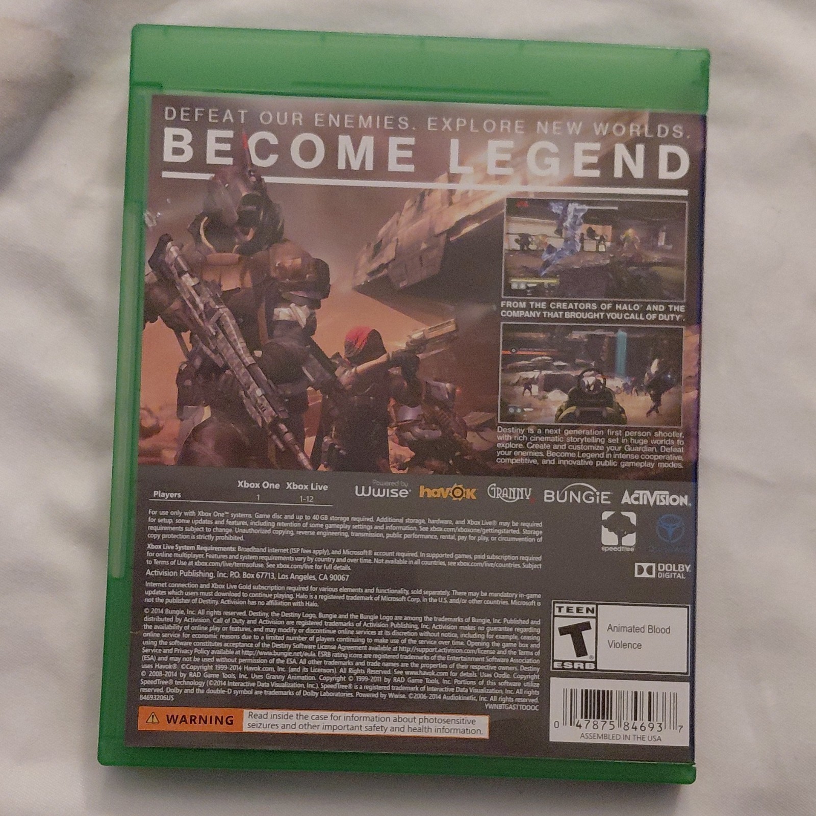 Activision Destiny Xbox One, 2014 Action & Adventure Shooter Online Playability…