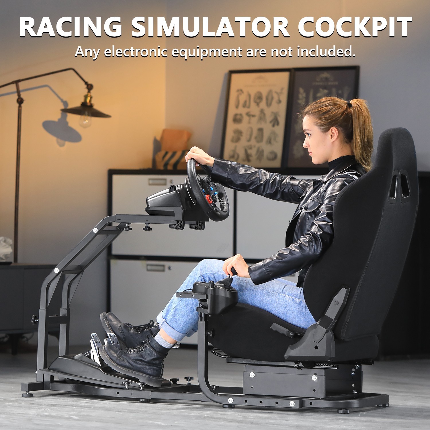 Marada Racing Simulator Cockpit G29 Wheel Stand With Seat Fit Logitech G920 G923