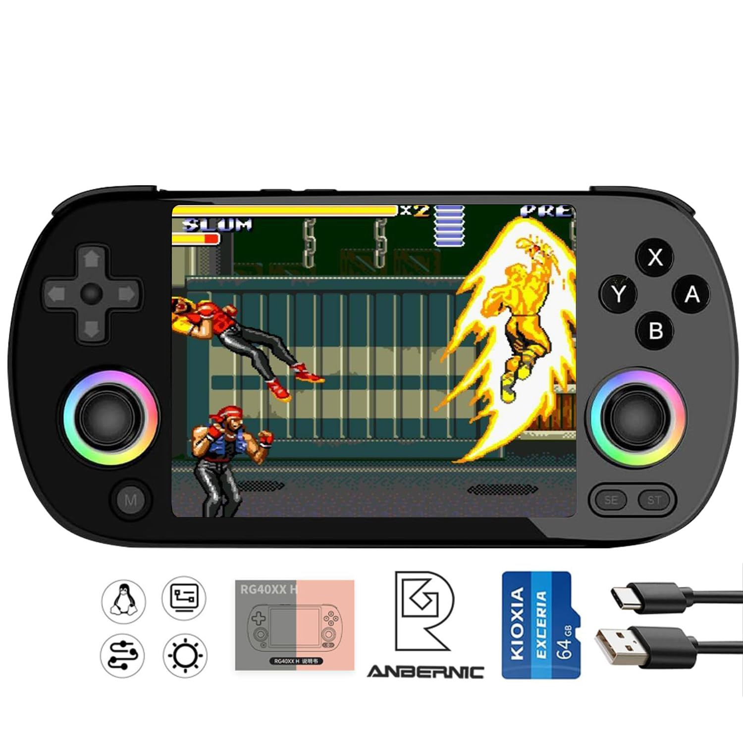 RG40XX H Handheld Game Console RG40XXH Retro Gaming Console 4.0” IPS Screen wit
