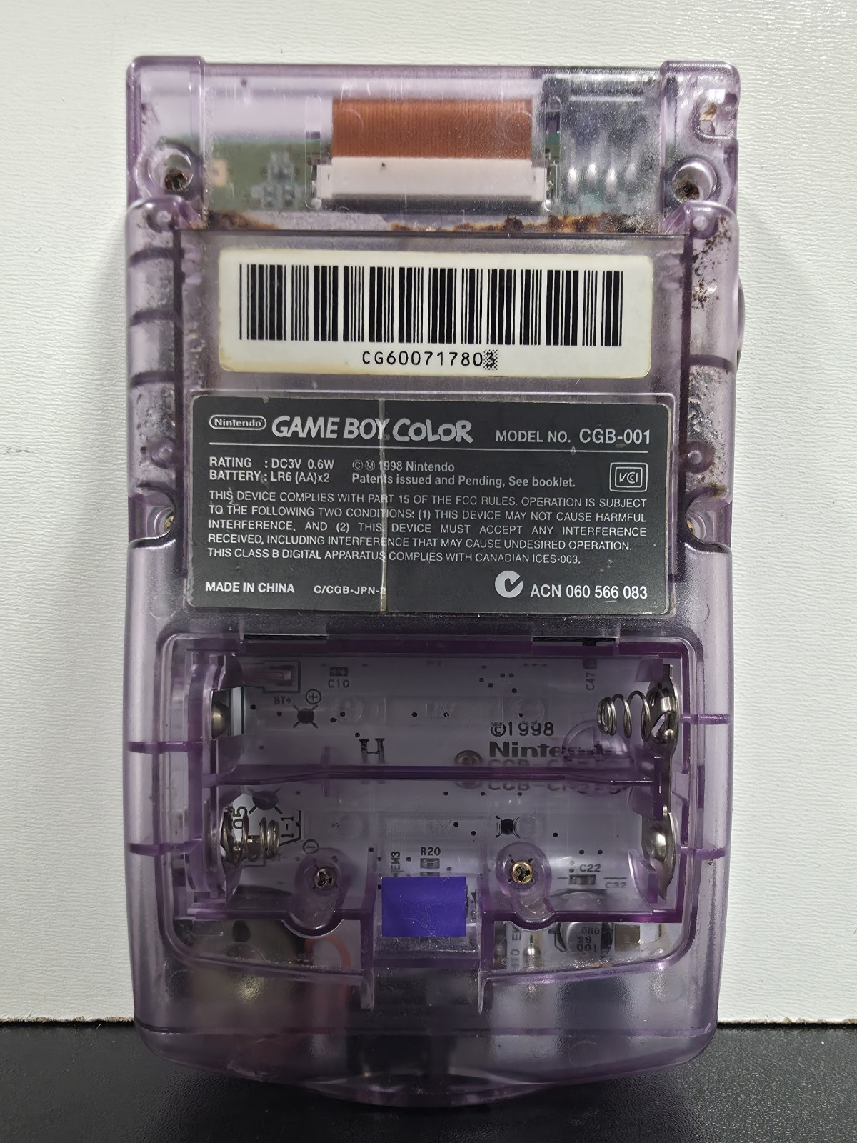 Nintendo Gameboy Color Atomic Translucent Purple Console CGB-001 USED/FOR PARTS