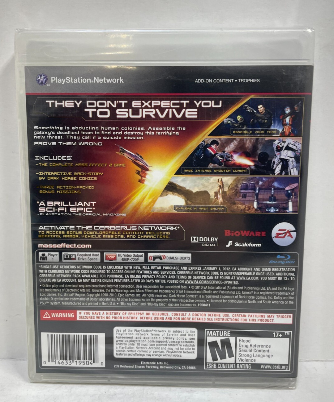 Mass Effect 2 includes 6+ hours of bonus of bonus missions (PlayStation 3/Ps3)