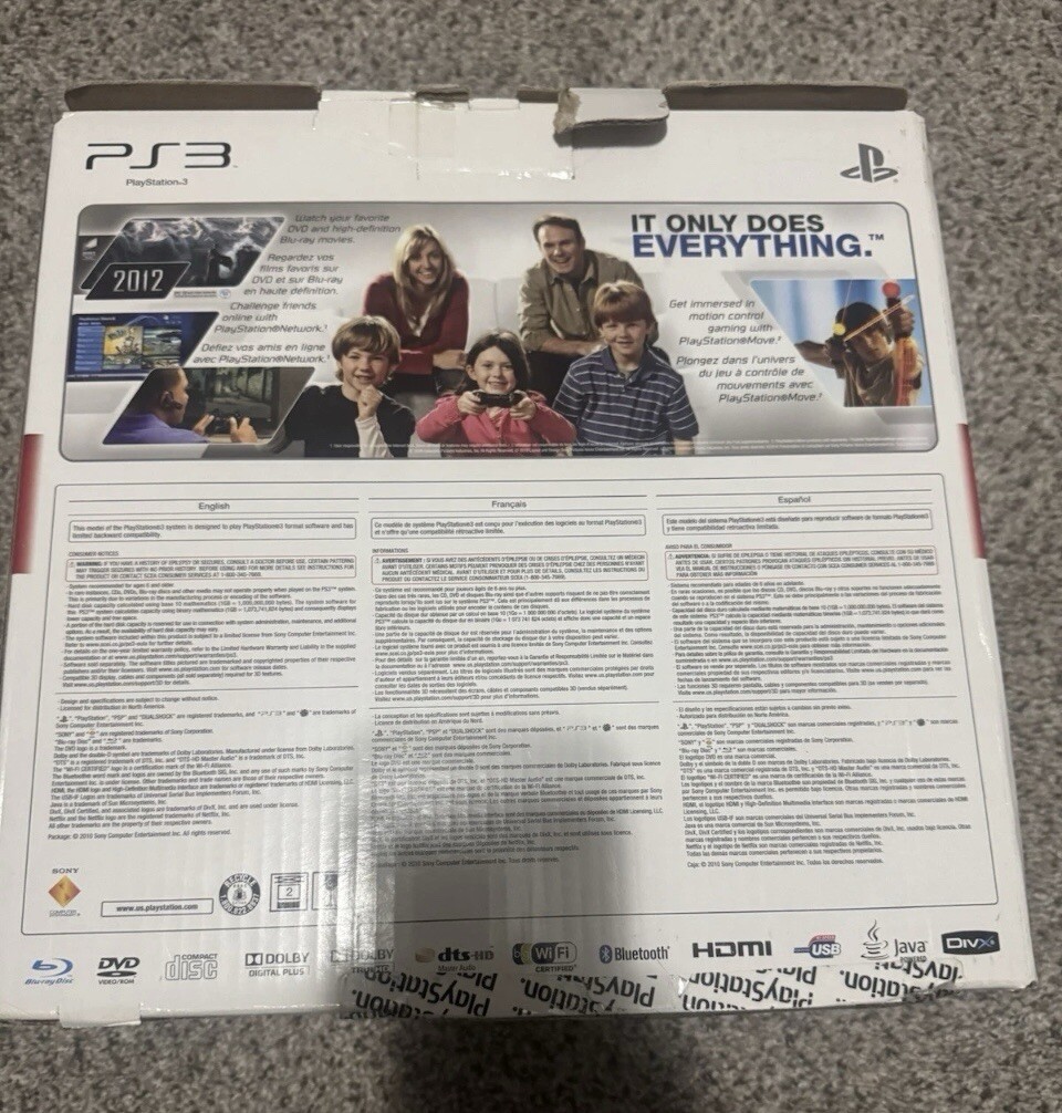Sony PlayStation 3-PS3 Slim 160gb Console In Box-Black-With 3rd Party Controller