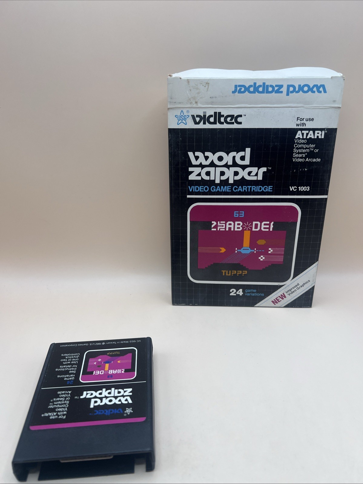 1982 Atari 2600 Word Zapper Video Game w/Original Box & Manual