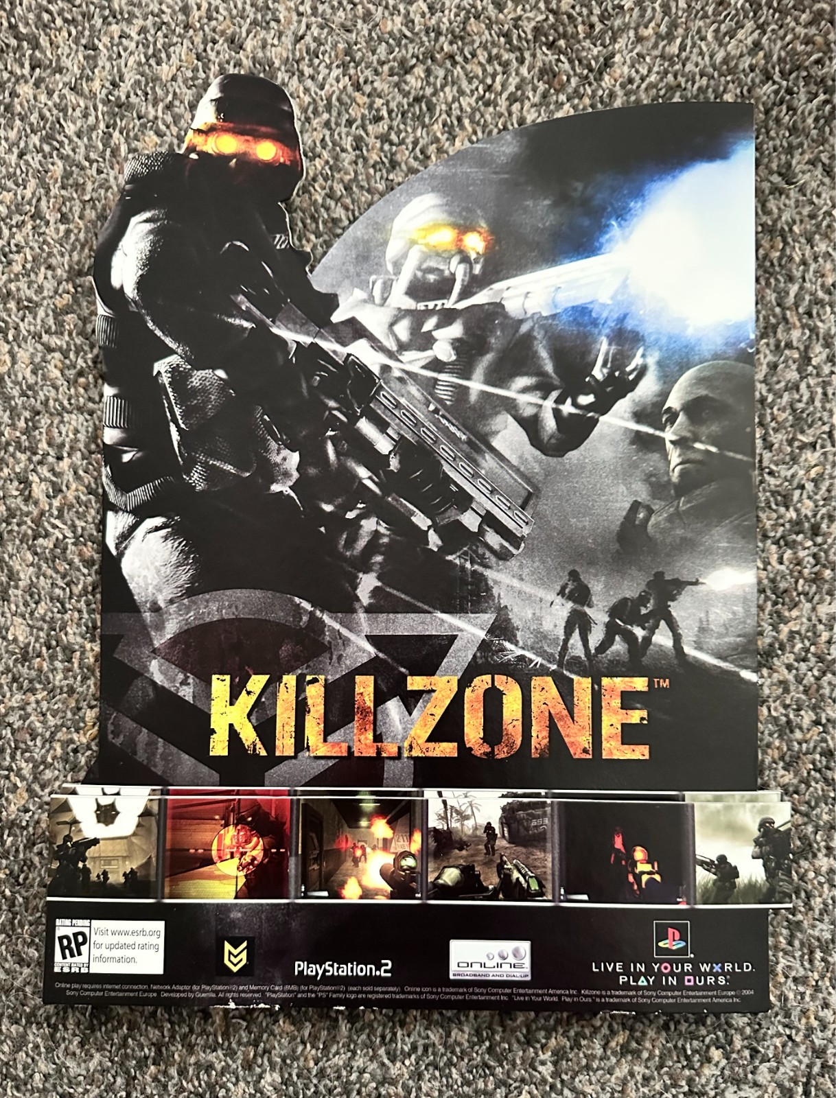 Rare Killzone PS2 Store Display Countercard Promo Standee Playstation 2
