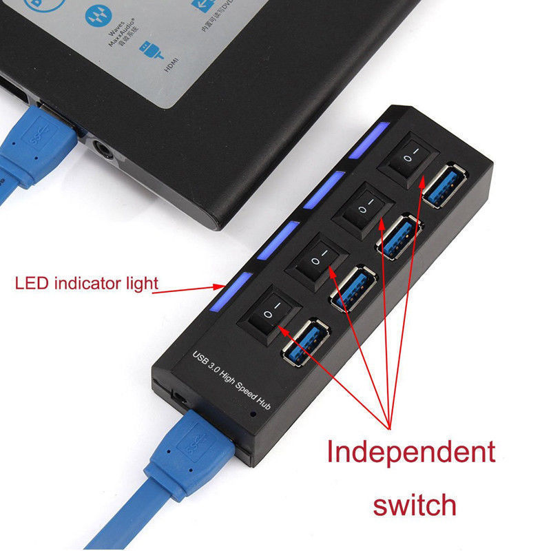 For PS4/Slim/Pro Hub 4/7Port USB 3.0 High Speed Extension Charger Adapter Switch