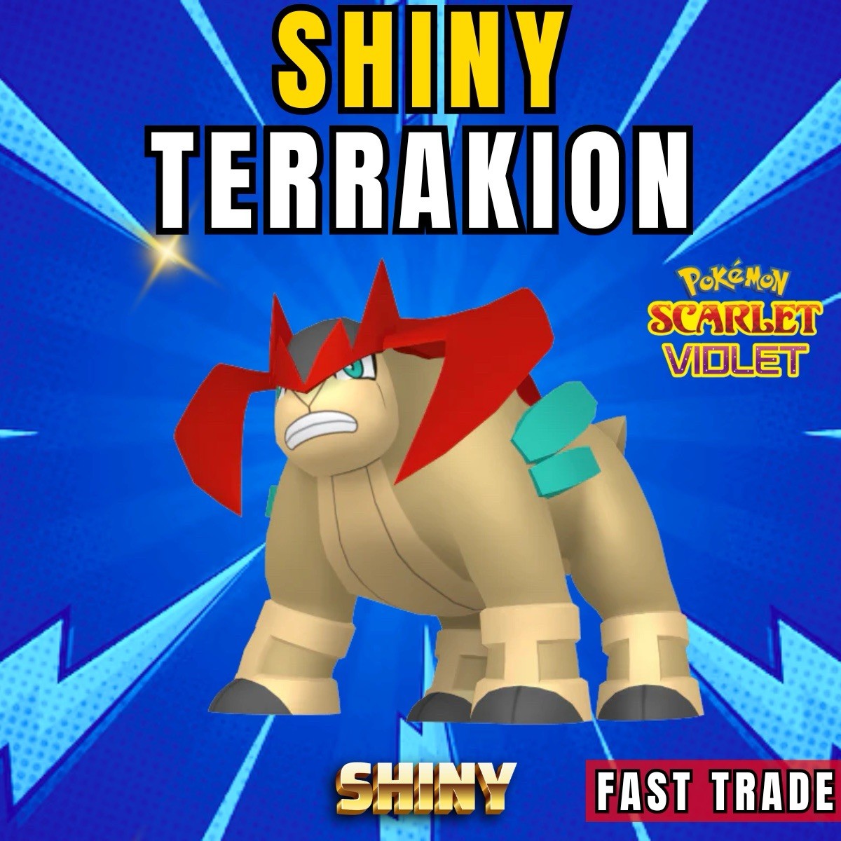 ✨SHINY TERRAKION ⭐️ 6IV ⭐️ Pokemon Scarlet And Violet