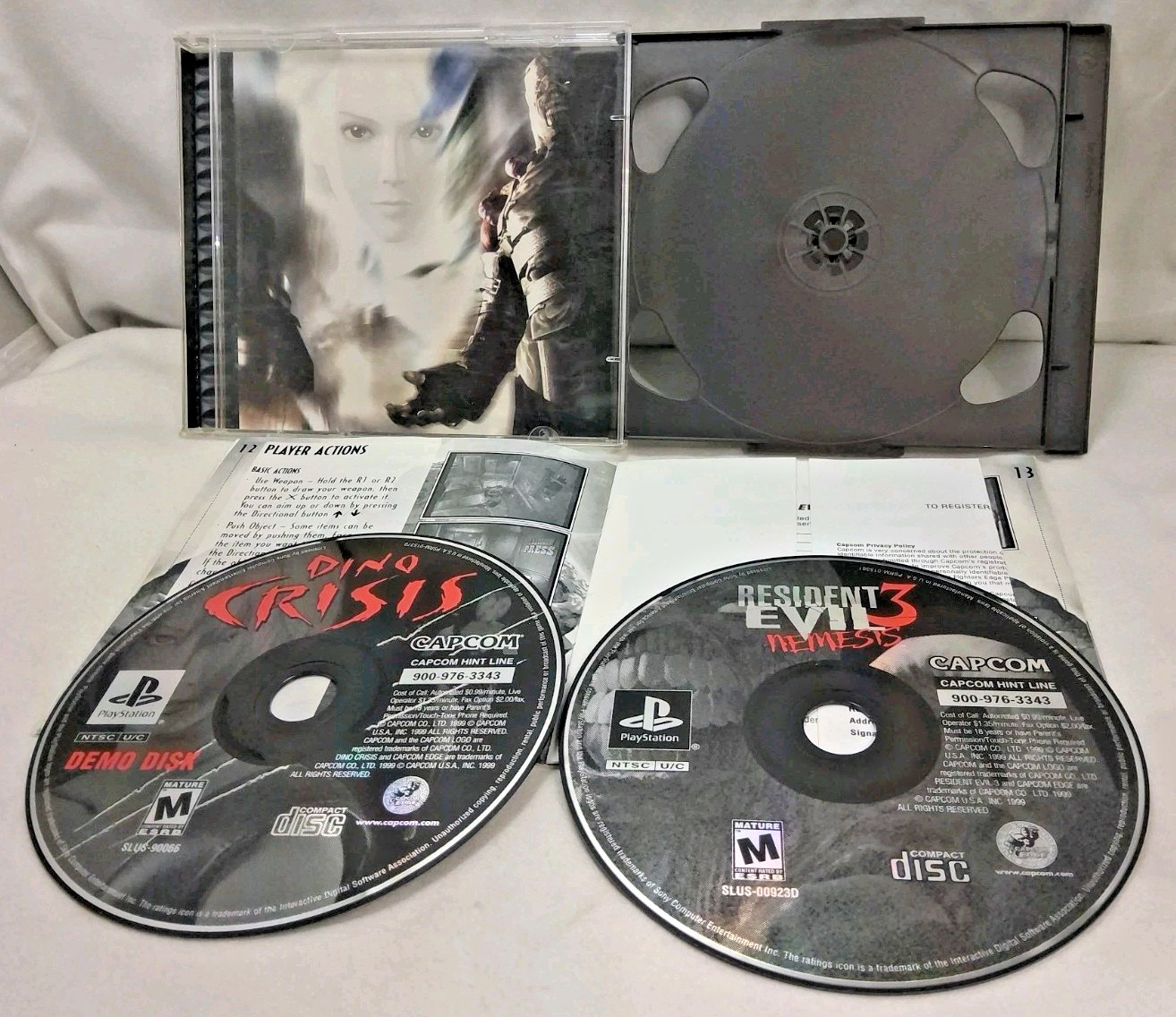 Resident Evil 3 Nemesis (PlayStation 1, 1999) PS1 Complete w/ Dino Crisis Demo