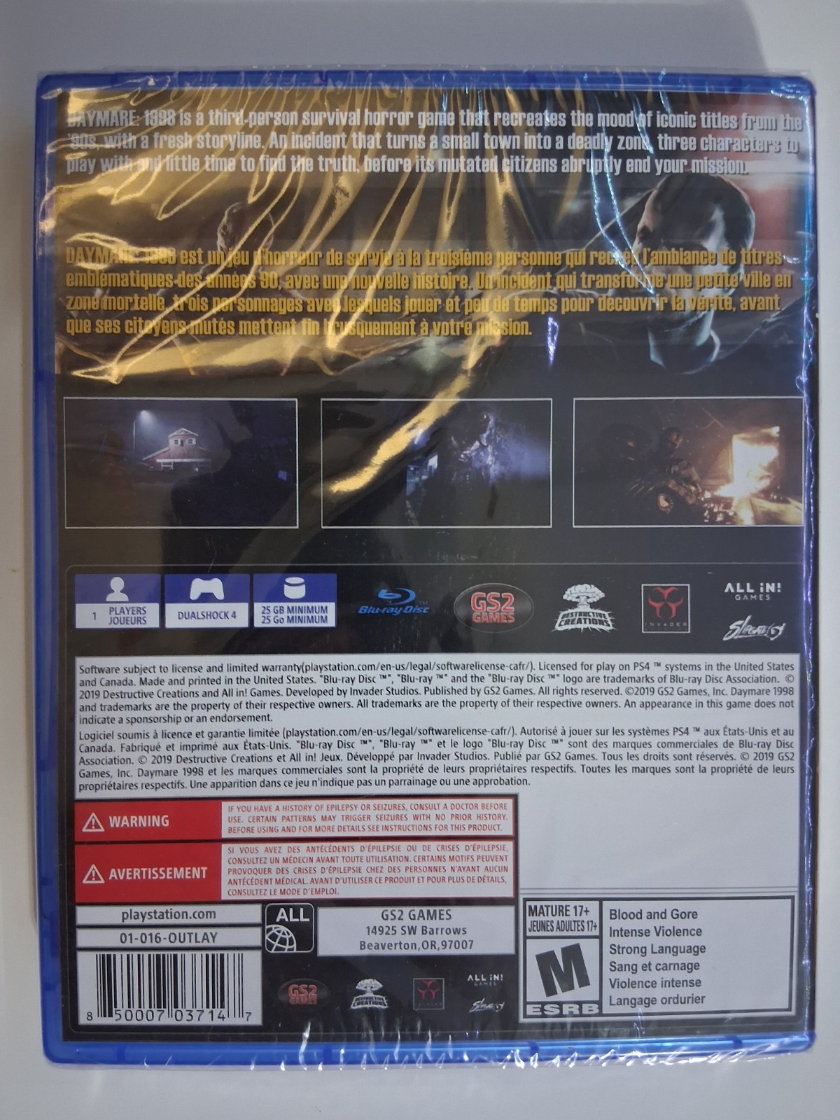 Daymare 1998 PS4 Sony PlayStation 4 Survival Horror Game New Factory Sealed