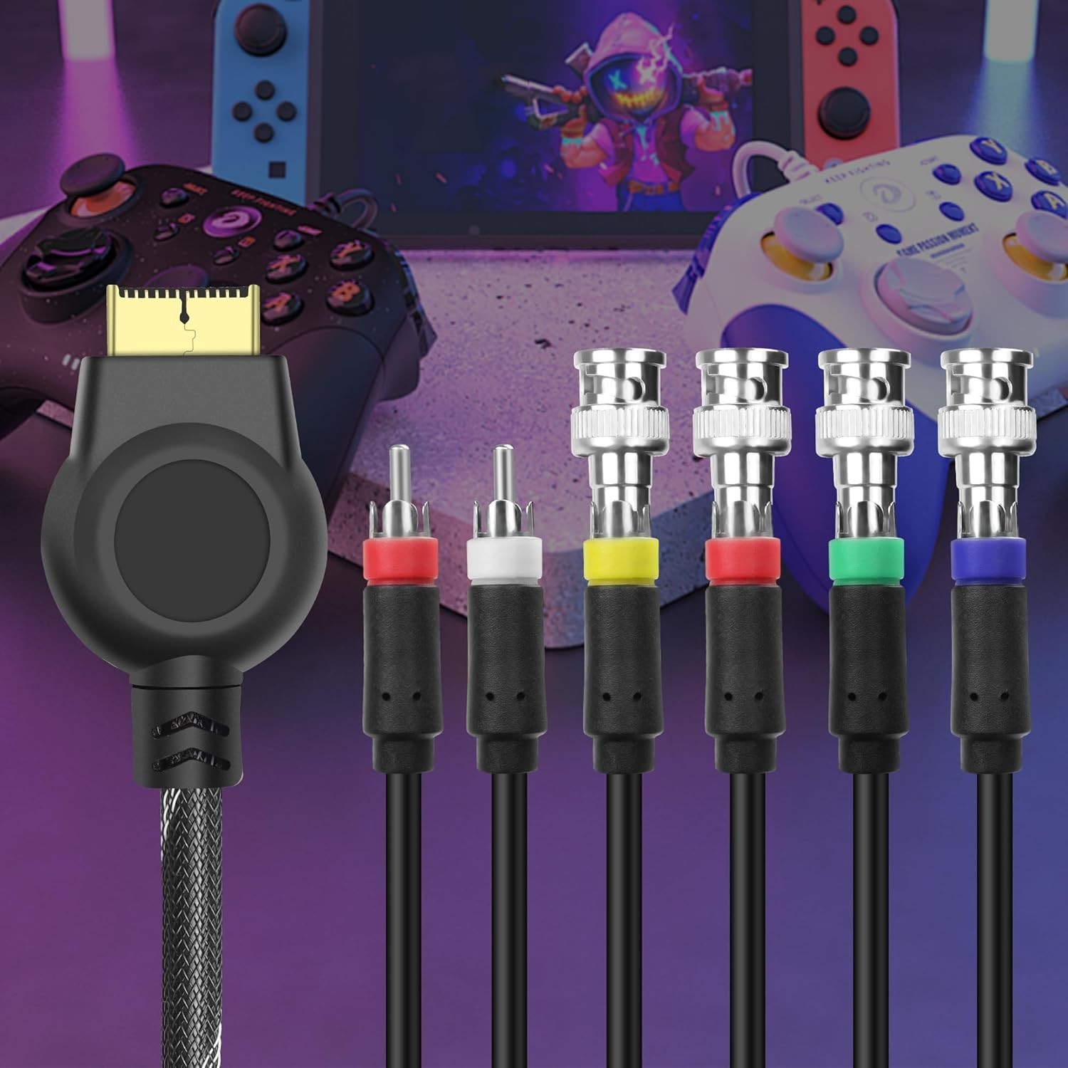 PS2 PS3 Component AV Cable Audio Video HDTV Cord with 4 BNC RGB RGBS Connecto…