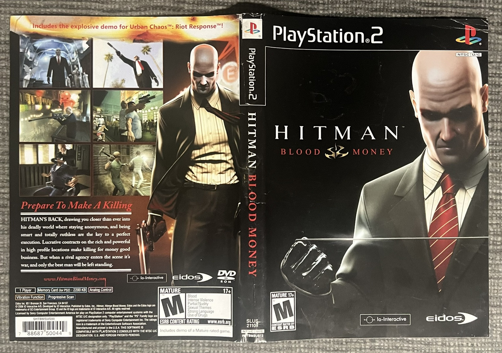 HITMAN BLOOD MONEY – Sony Playstation 2 – Cover Art Only : No Game
