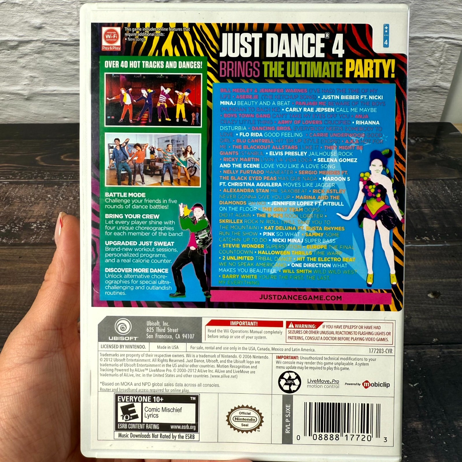 Just Dance 4 (Nintendo Wii) 2012 Complete Ubisoft Music & Dance Video Game Disc