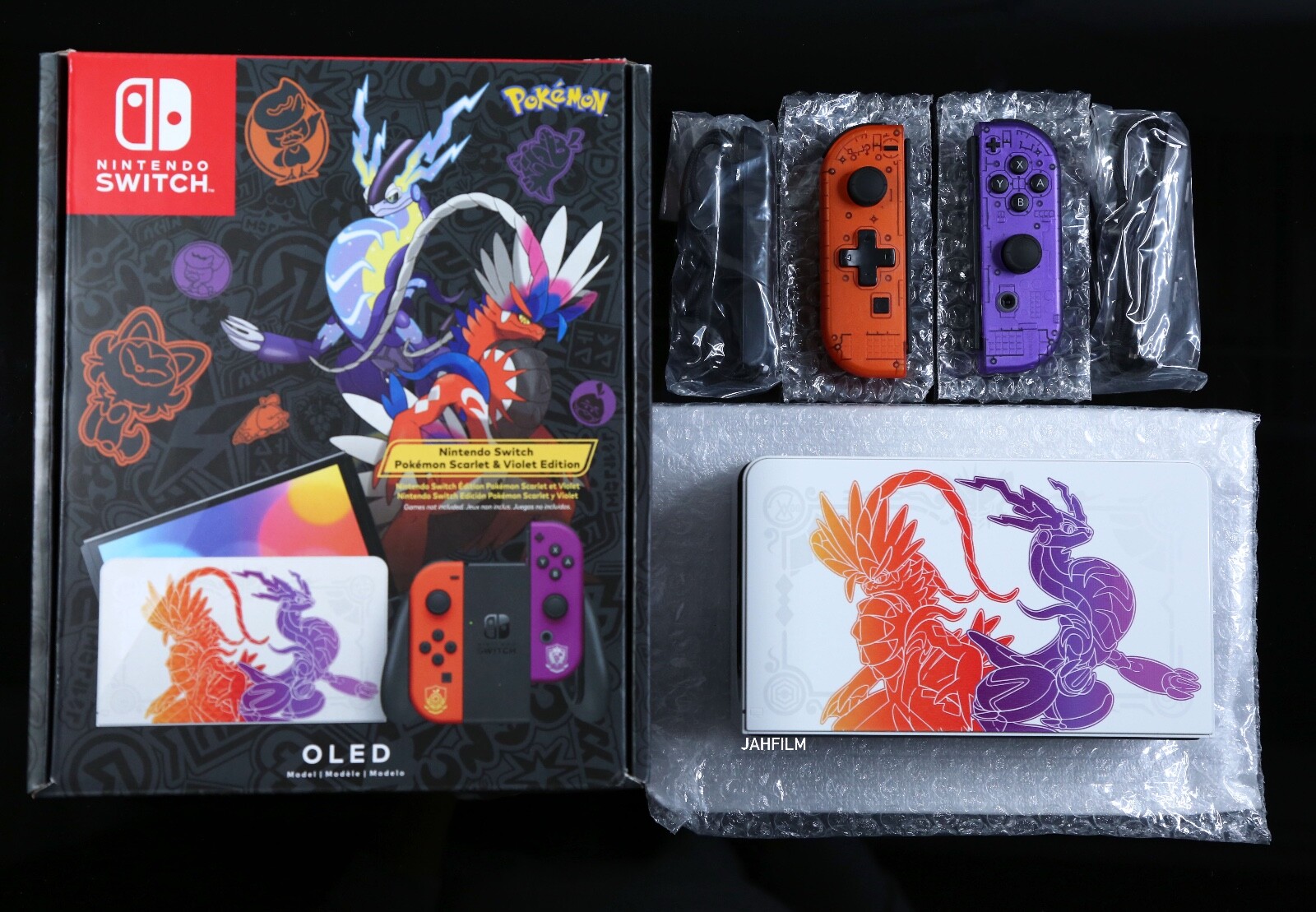 NO TABLET Nintendo Switch Pokemon Scarlet Violet DOCK + Cables & Custom Joycons