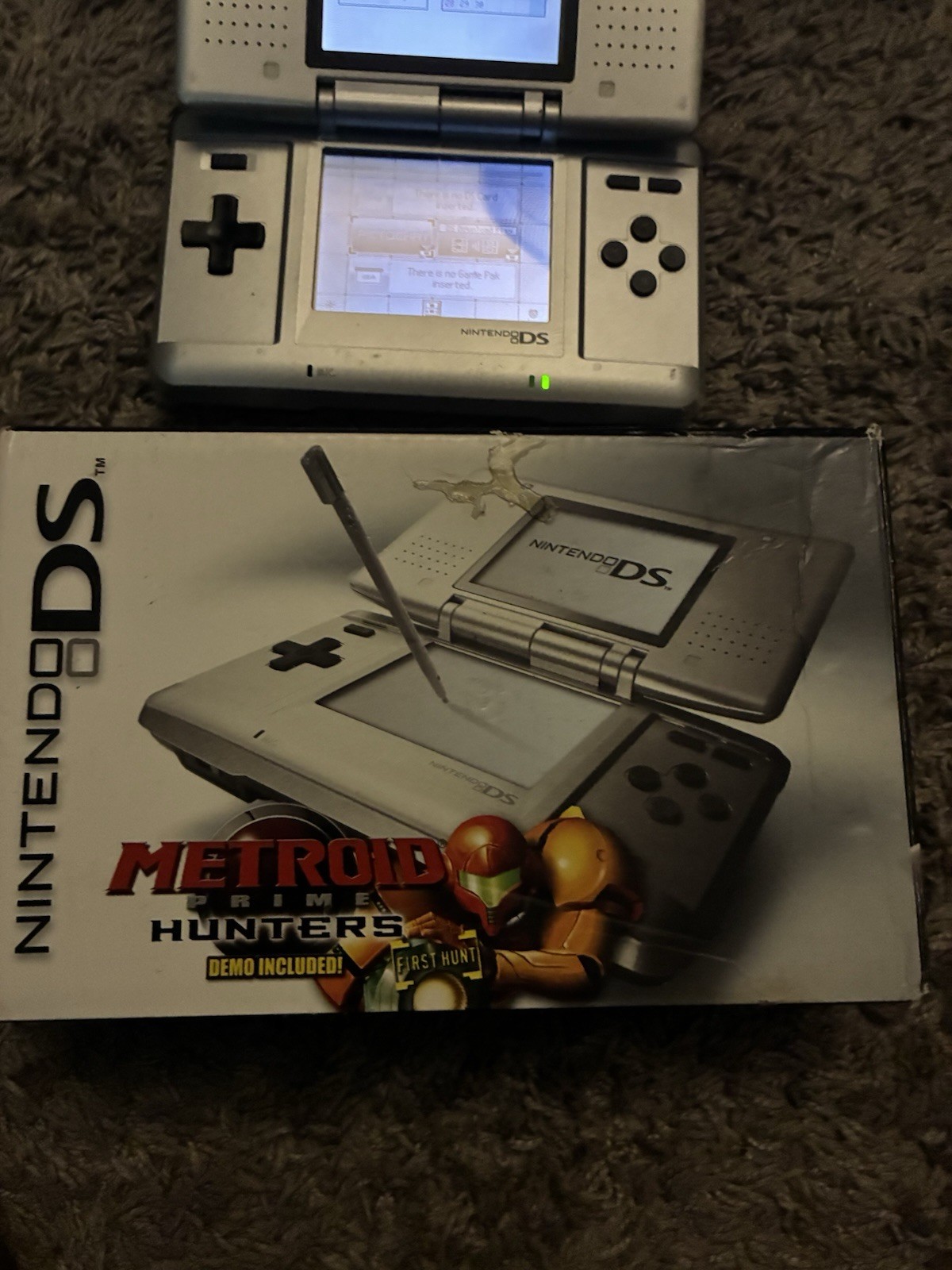 Nintendo DS Metroid Prime Hunters Edition Silver Handheld Console w/ Box