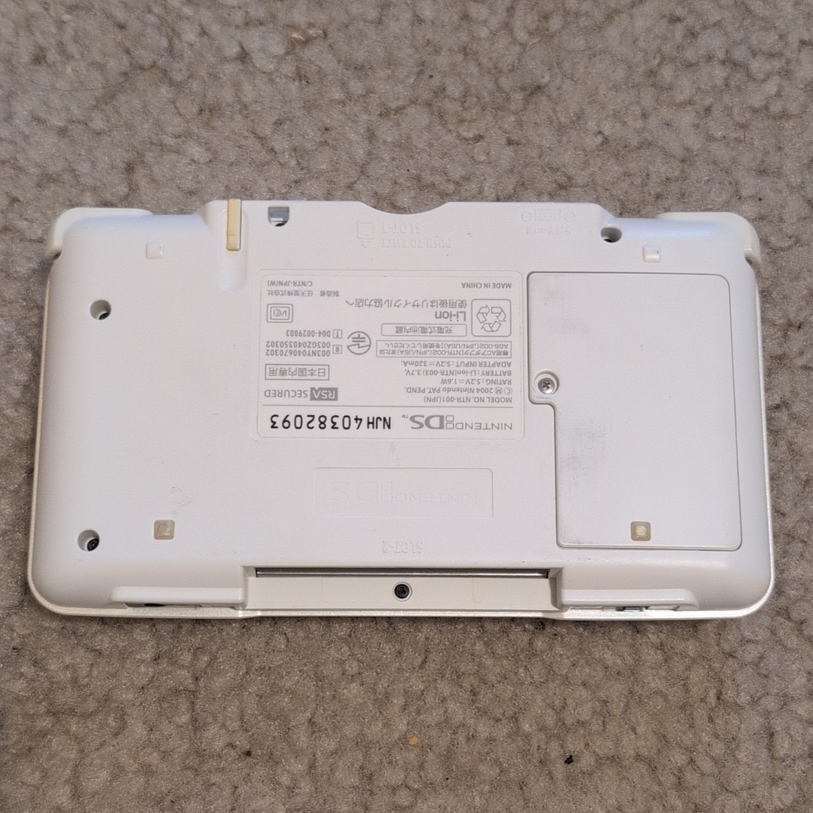 Nintendo DS White Console Tested And Working With Stylus, NO CHARGER