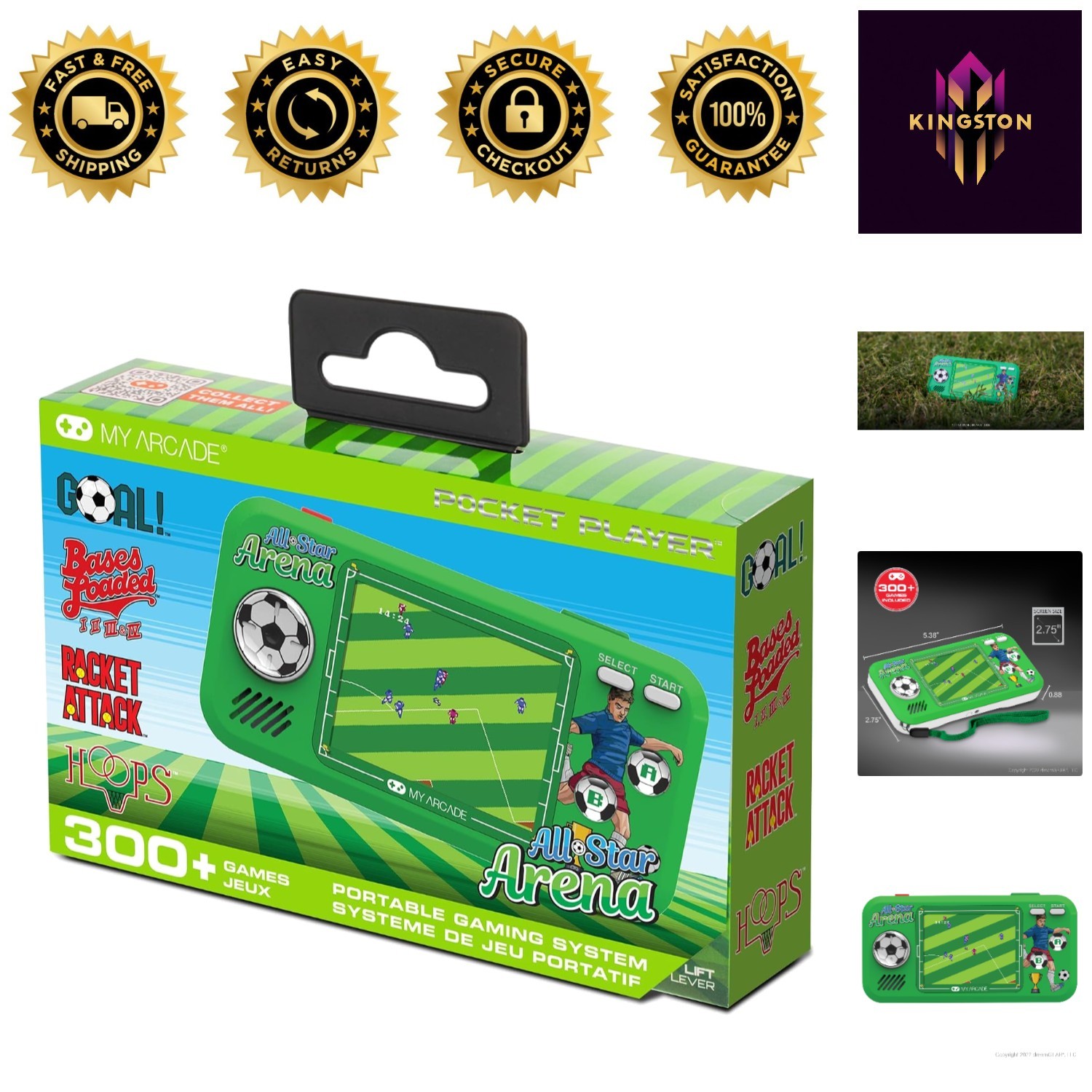All Star Arena Pocket Player – 307 Retro Sports Games, Portable Fun for All Ages