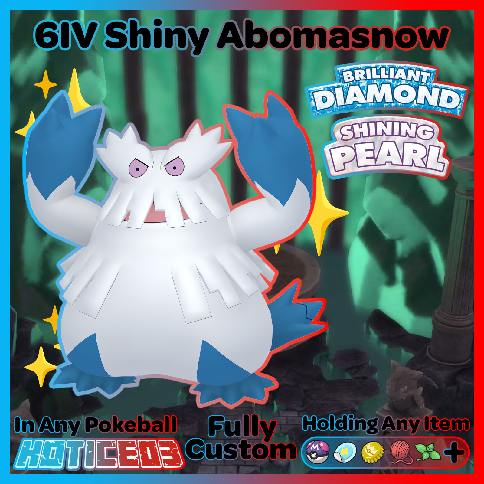 ✨ Shiny ABOMASNOW 6IV ✨ Pokemon Brilliant Diamond and Shining Pearl lv100 +EVs