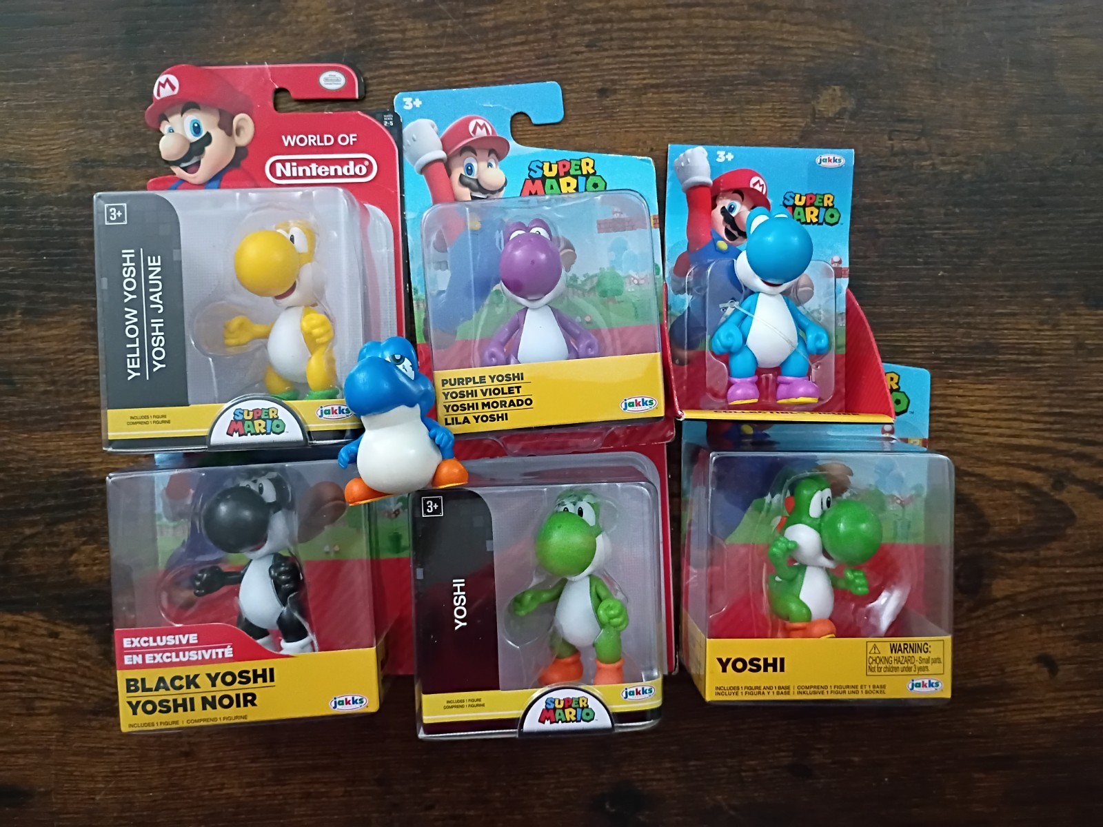 2.5″ YOSHI 7-PK Super Mario World of Nintendo Black Yellow Baby Blue Purple MORE