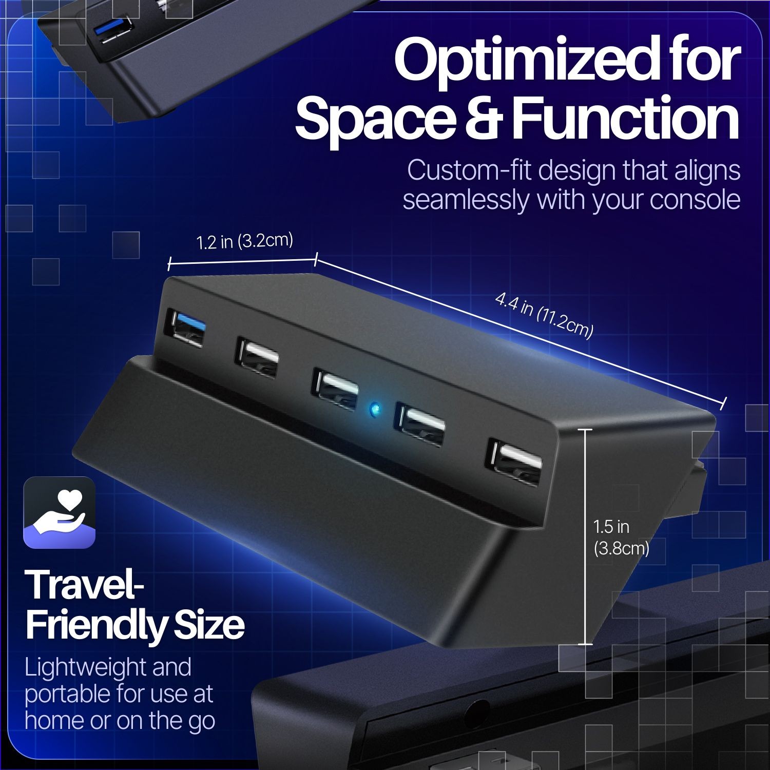 5 Port USB Hub for PS4 Slim USB 3.0 2.0 Adapter Accessories Expansion Hub PS4S