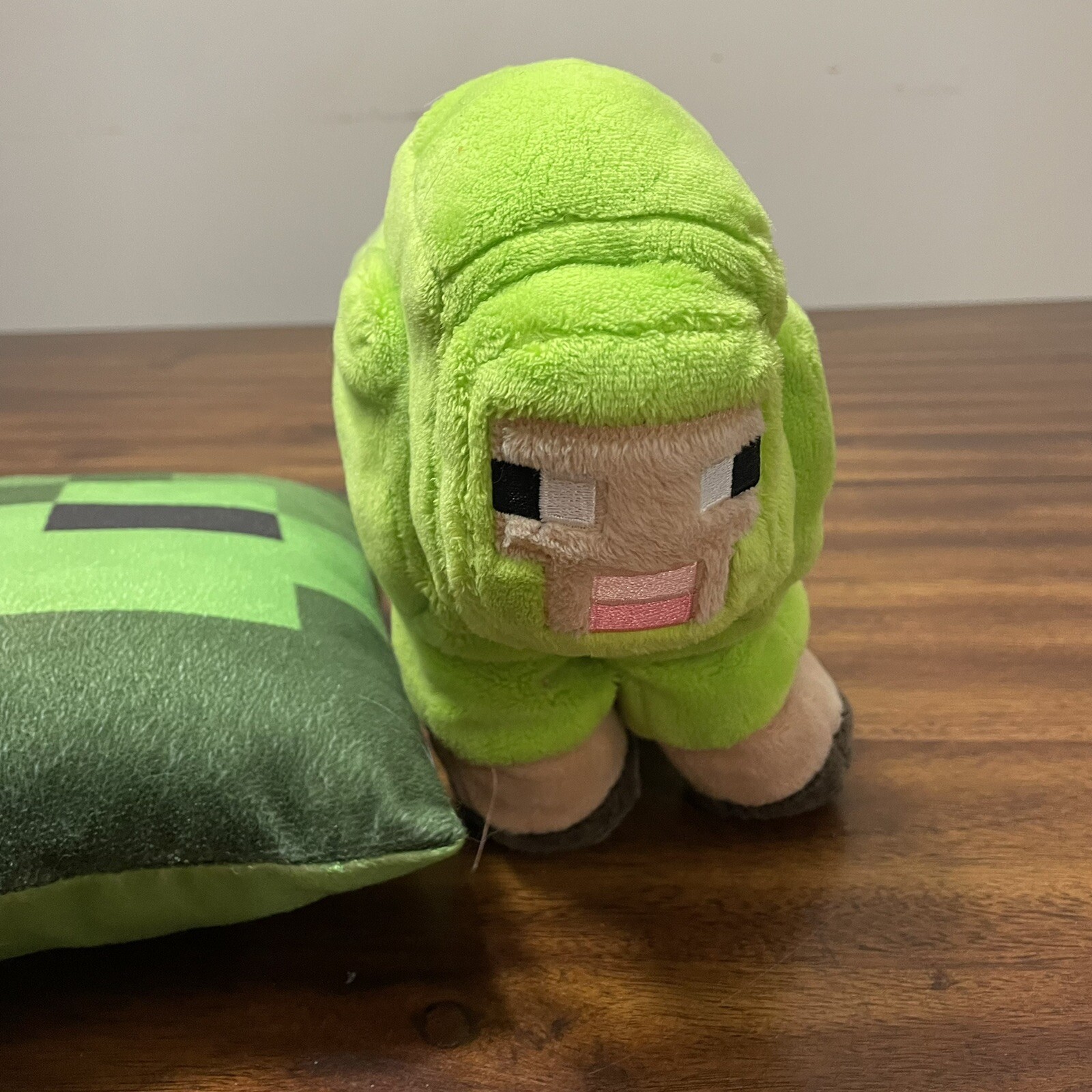 Minecraft Green Baby Sheep Plush Stuffed Animal Authentic Jinx Mojang and Pillow