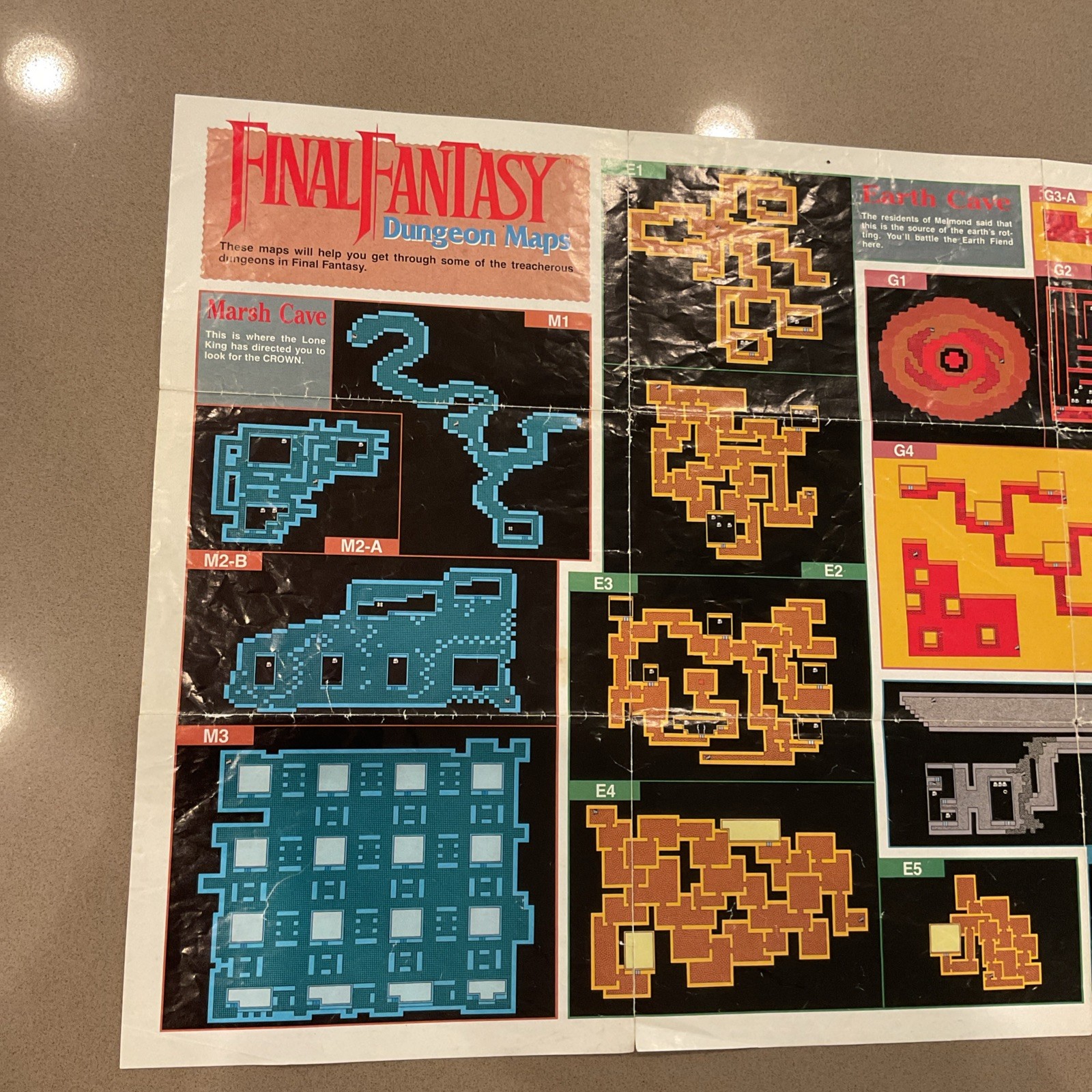 Final Fantasy Nintendo NES Manual Dungeon World Maps Chart Lot Authentic