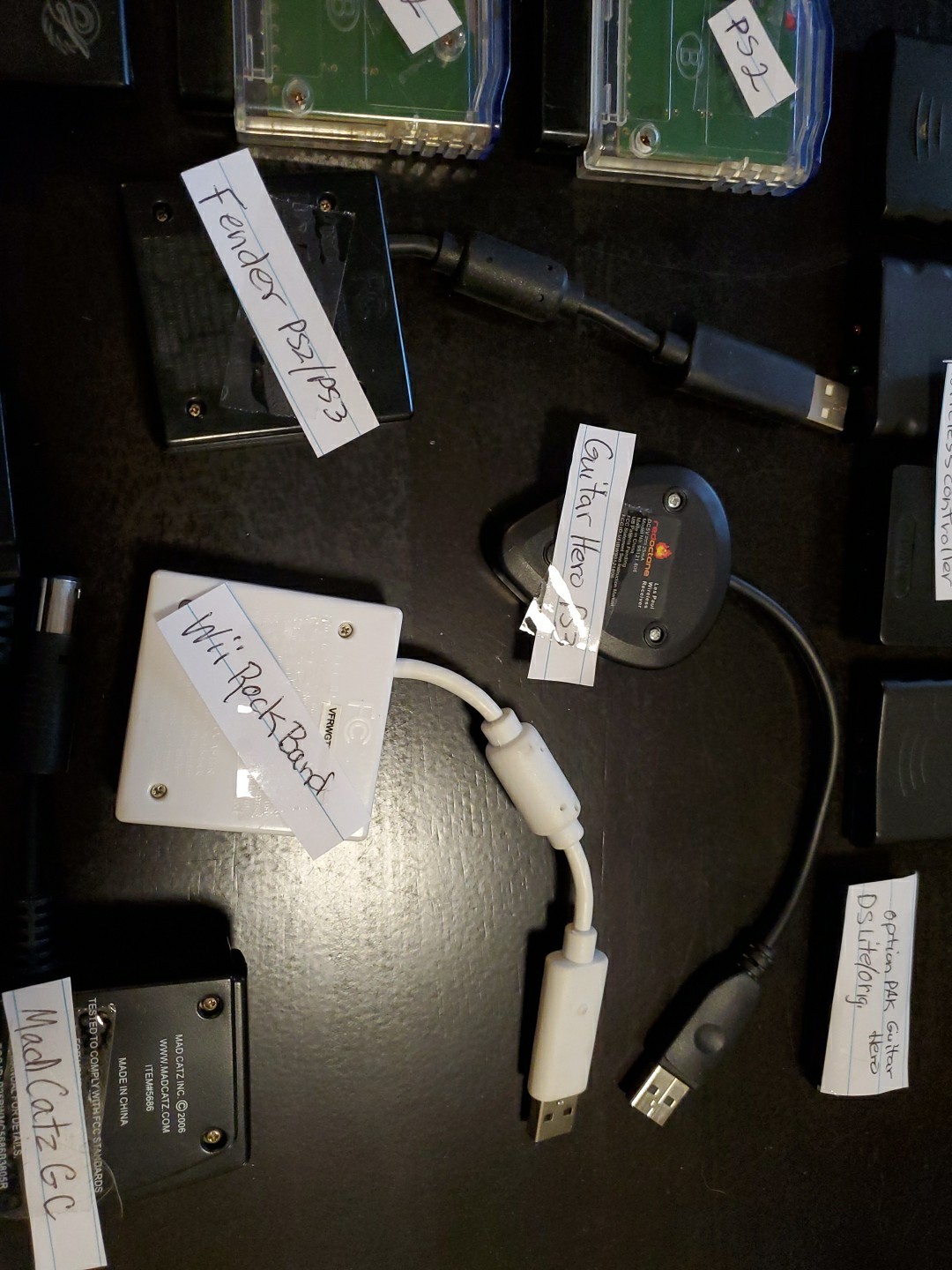 PS 2/3,GameCube,Wii,DS Lite Wireless Dongle Receiver Lot Guitar Hero/Rockland