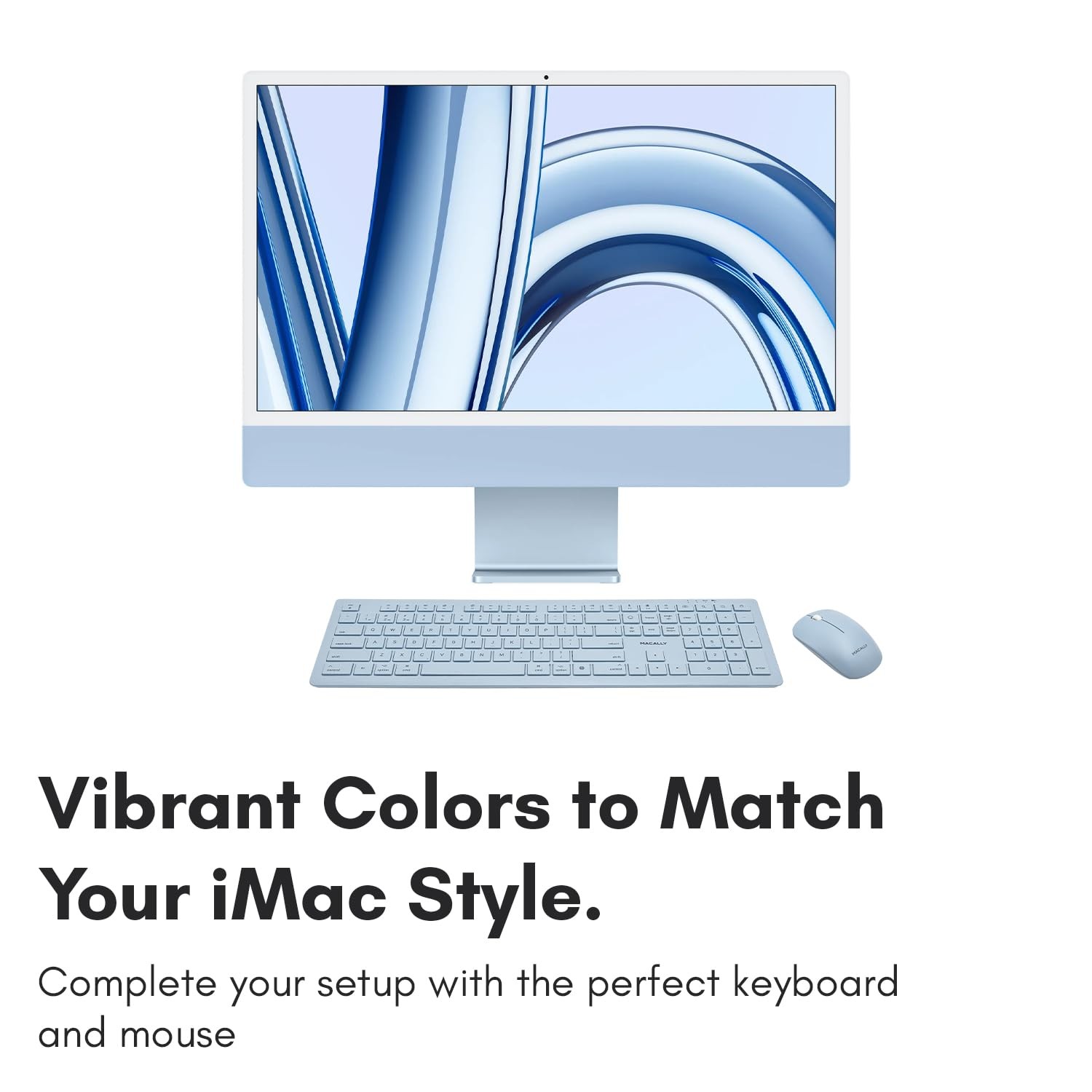 Macally Wireless Keyboard and Mouse Combo for Mac mini/Pro, iMac, Light Blue