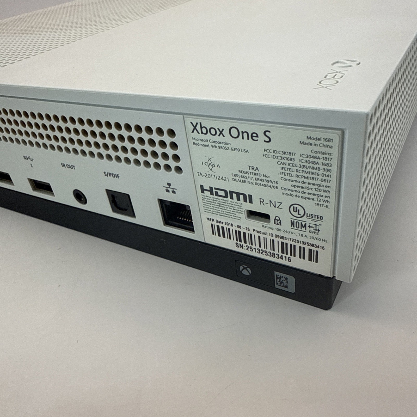 Microsoft Xbox One S Model 1681 Console White For Parts or Repair READ