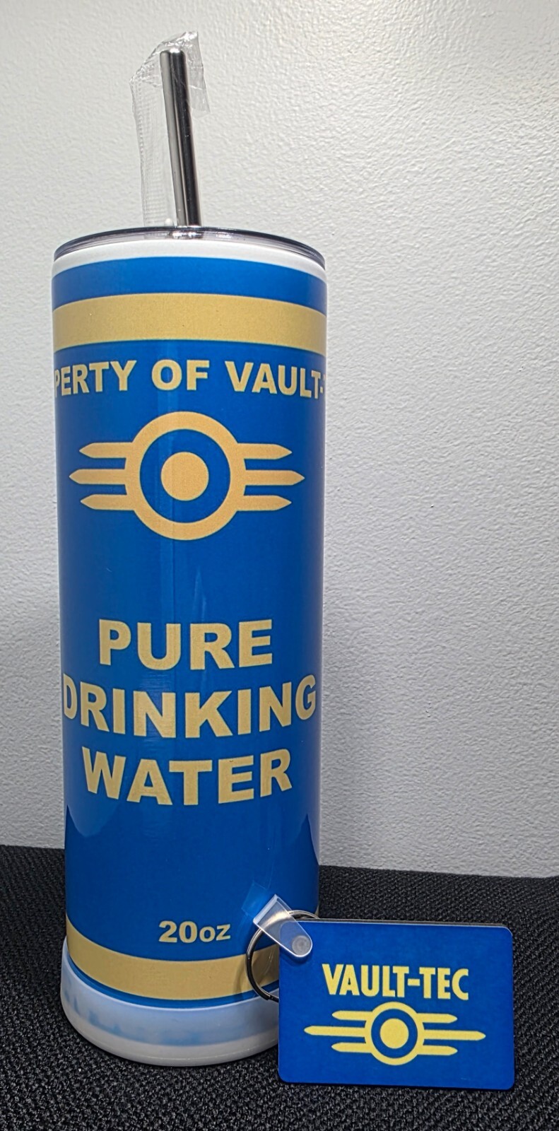 Fallout Pure Drinking Water Stainless Steel Tumbler, 20 Ounce, w/FREE KEYCHAIN