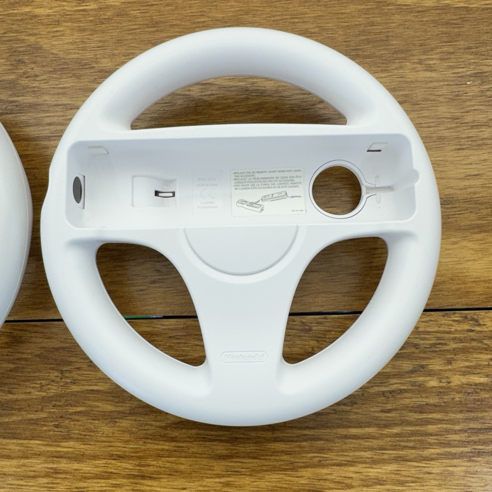 2x OEM Nintendo Wii Steering Wheels White for Mario Kart Racing Game Controller.