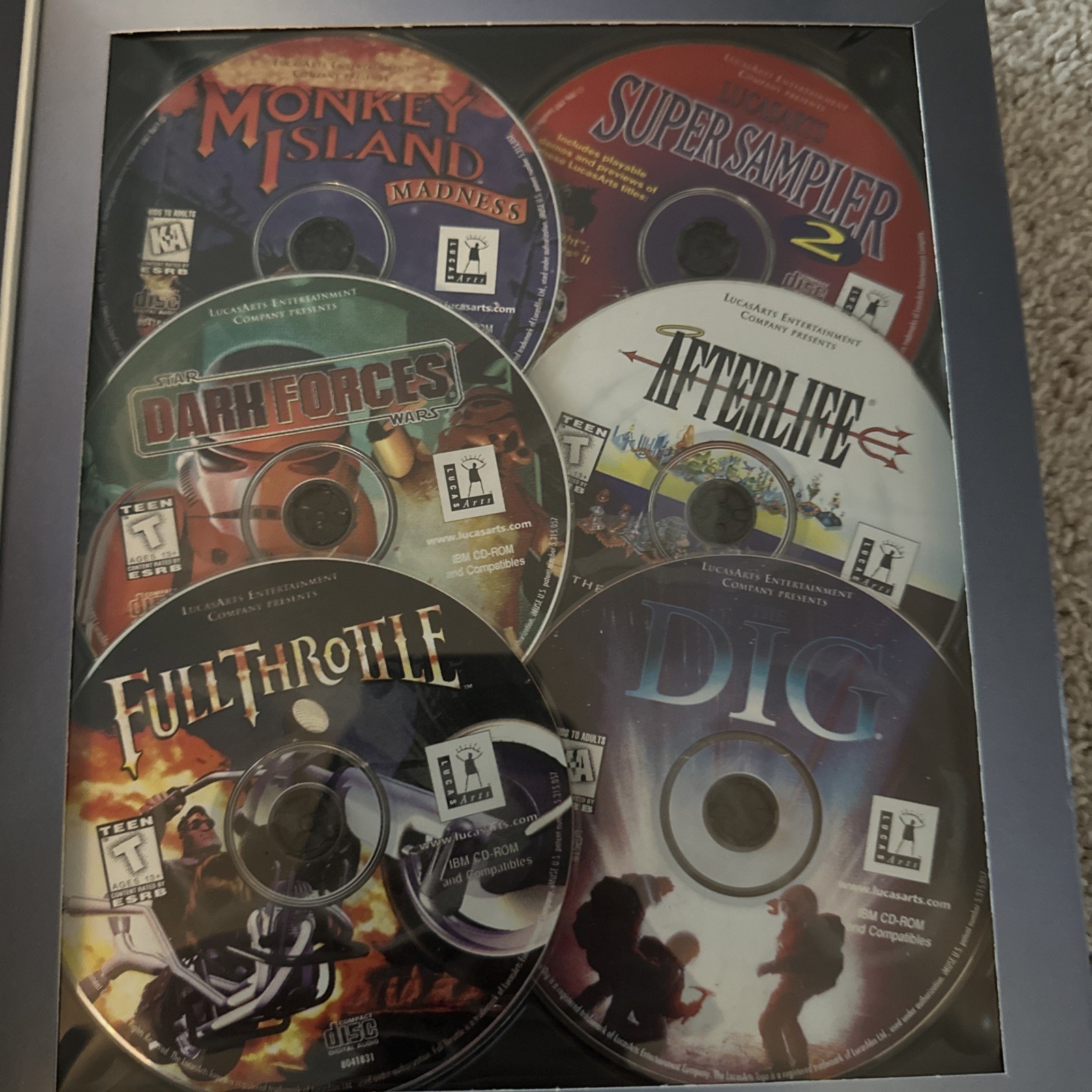 The LucasArts PC Archives Vol. III w/ Original Box & Manuals 6 CD – ROMS