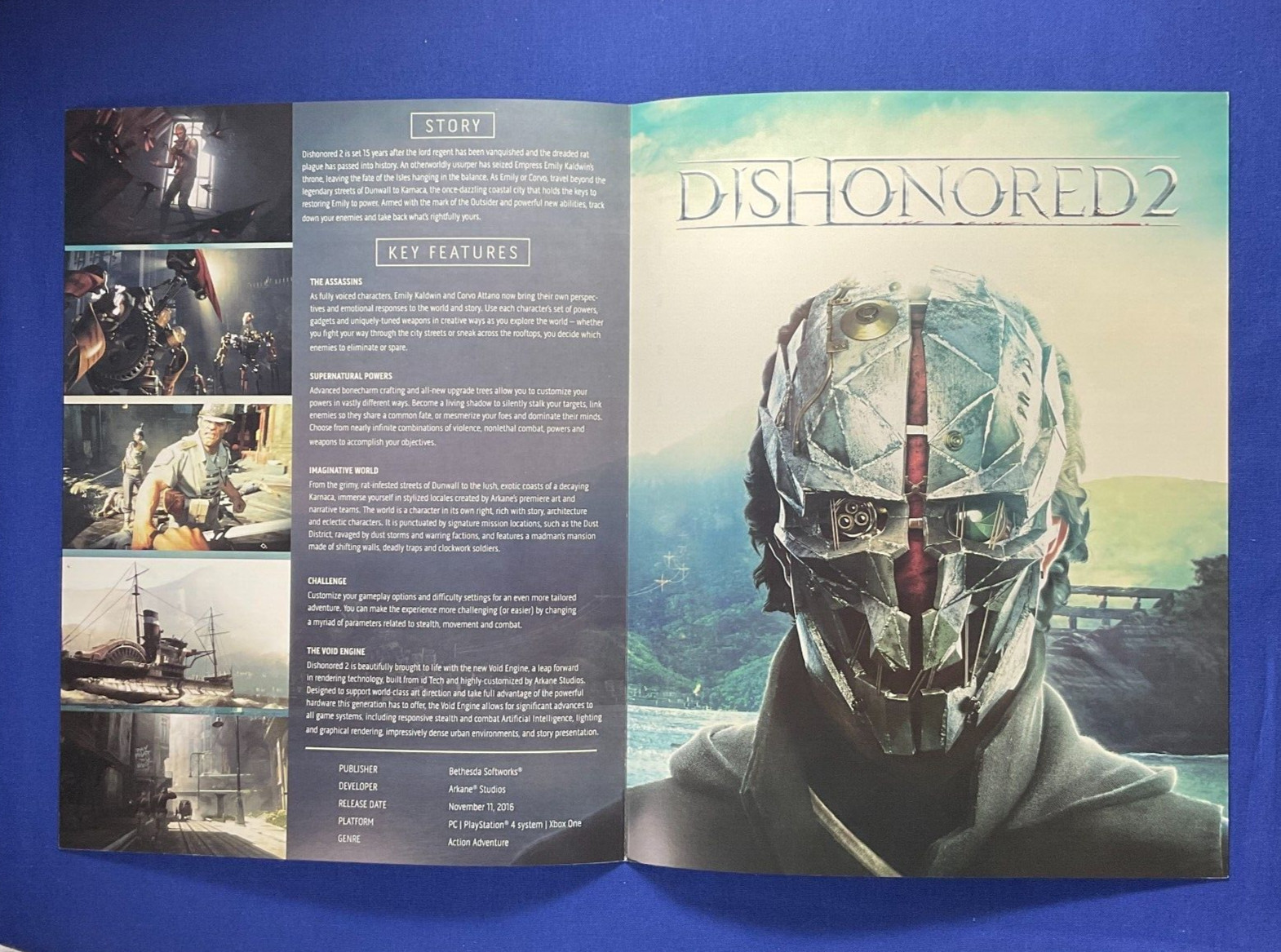 DISHONORED 2 Video Game Launch Kit Promo Fold Out Marketing Booklet 2016