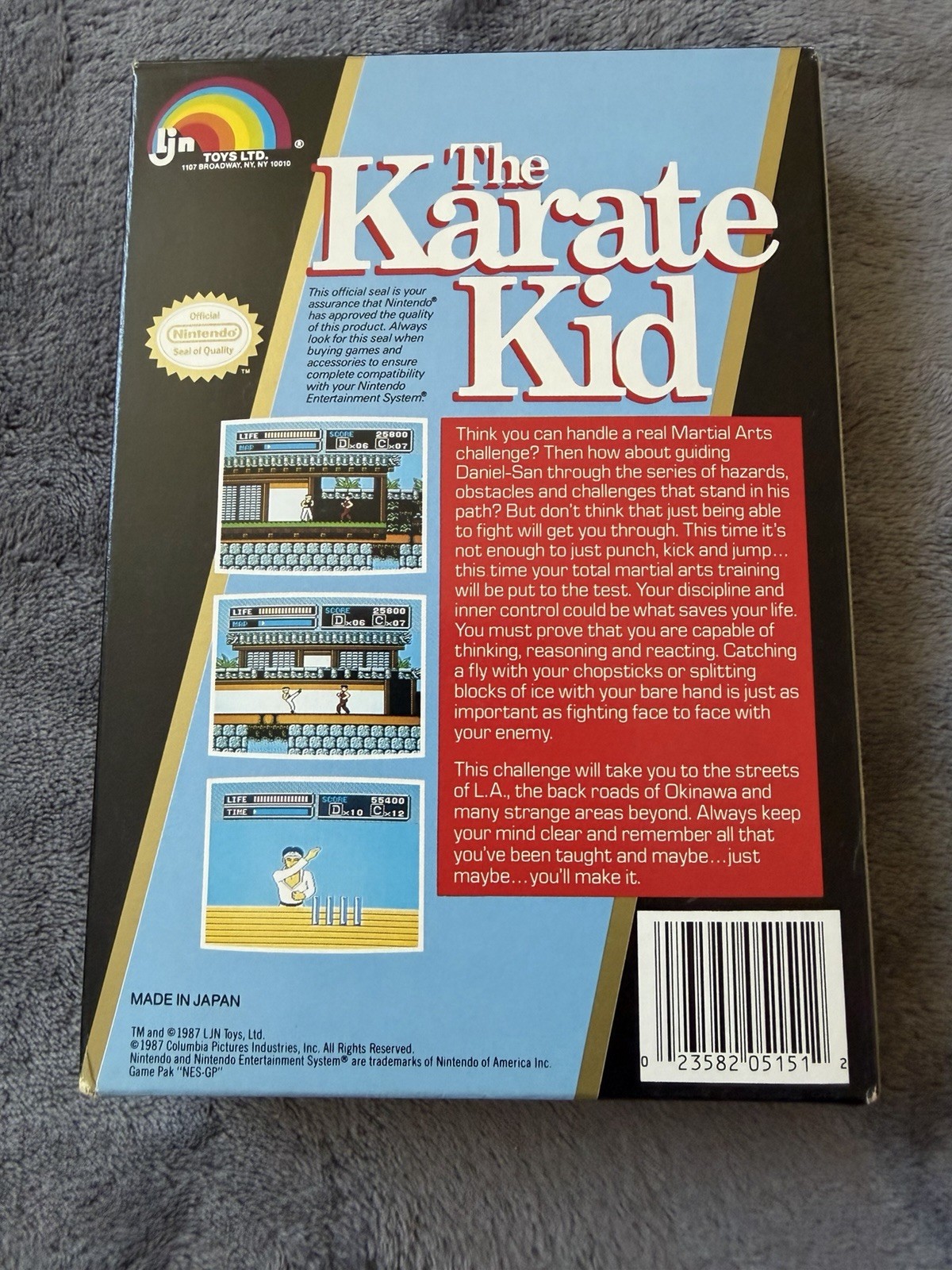 The Karate Kid video game for Nintendo NES (1987 CIB)+ Inserts Manual/RARE