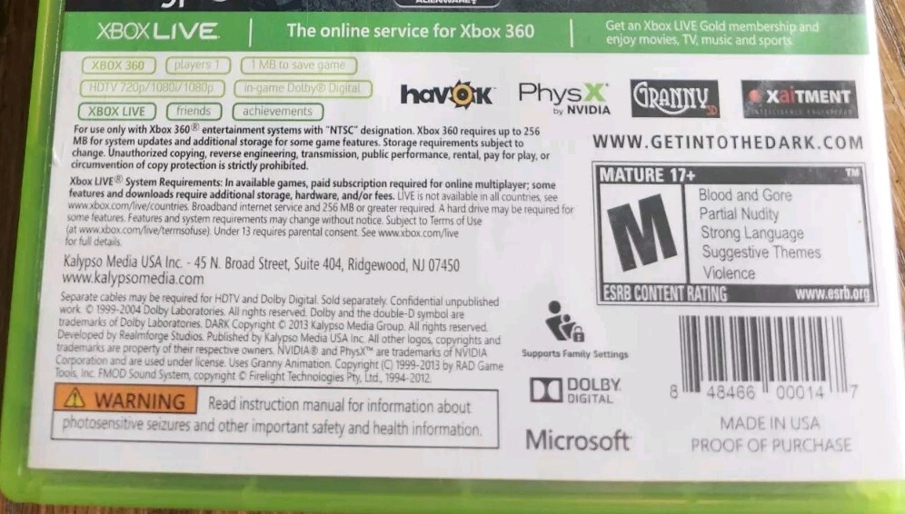 Dark (Microsoft Xbox 360, 2013) Kalypso Altus CIB Complete DISC IS EXCELLENT