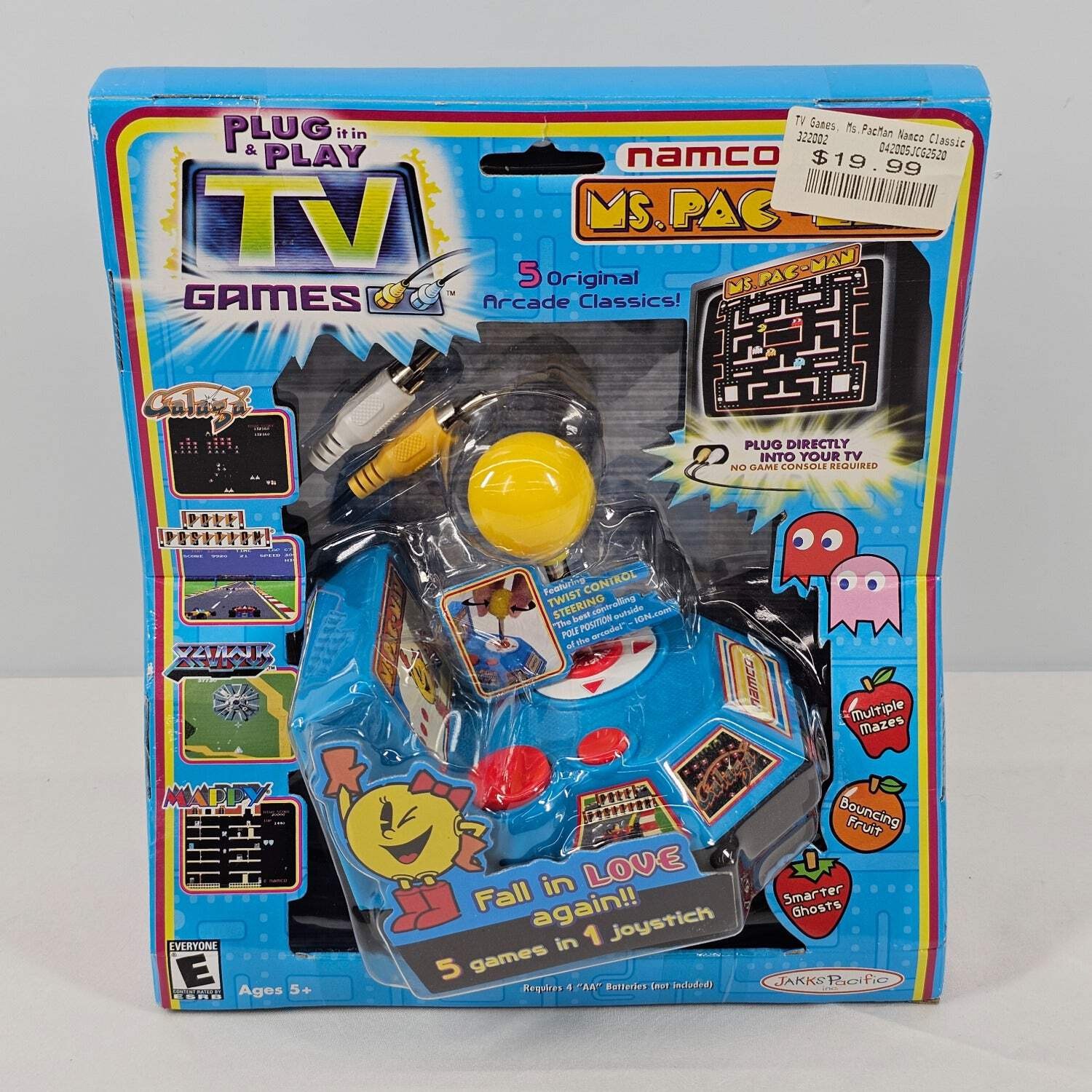 New Jakks Pacific Ms. Pac-Man 5-in-1 Arcade Classics Plug & Play TV Game 58018