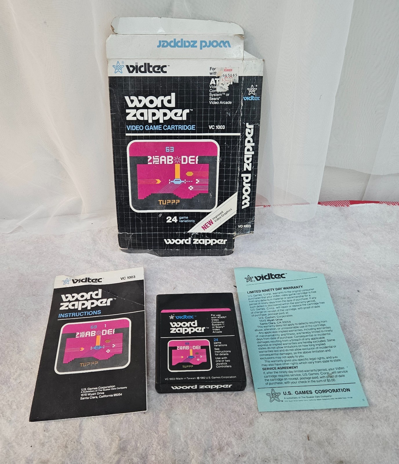 Vidtec WORD ZAPPER Atari 2600 Game Cartridge w Box/Manual UNTESTED