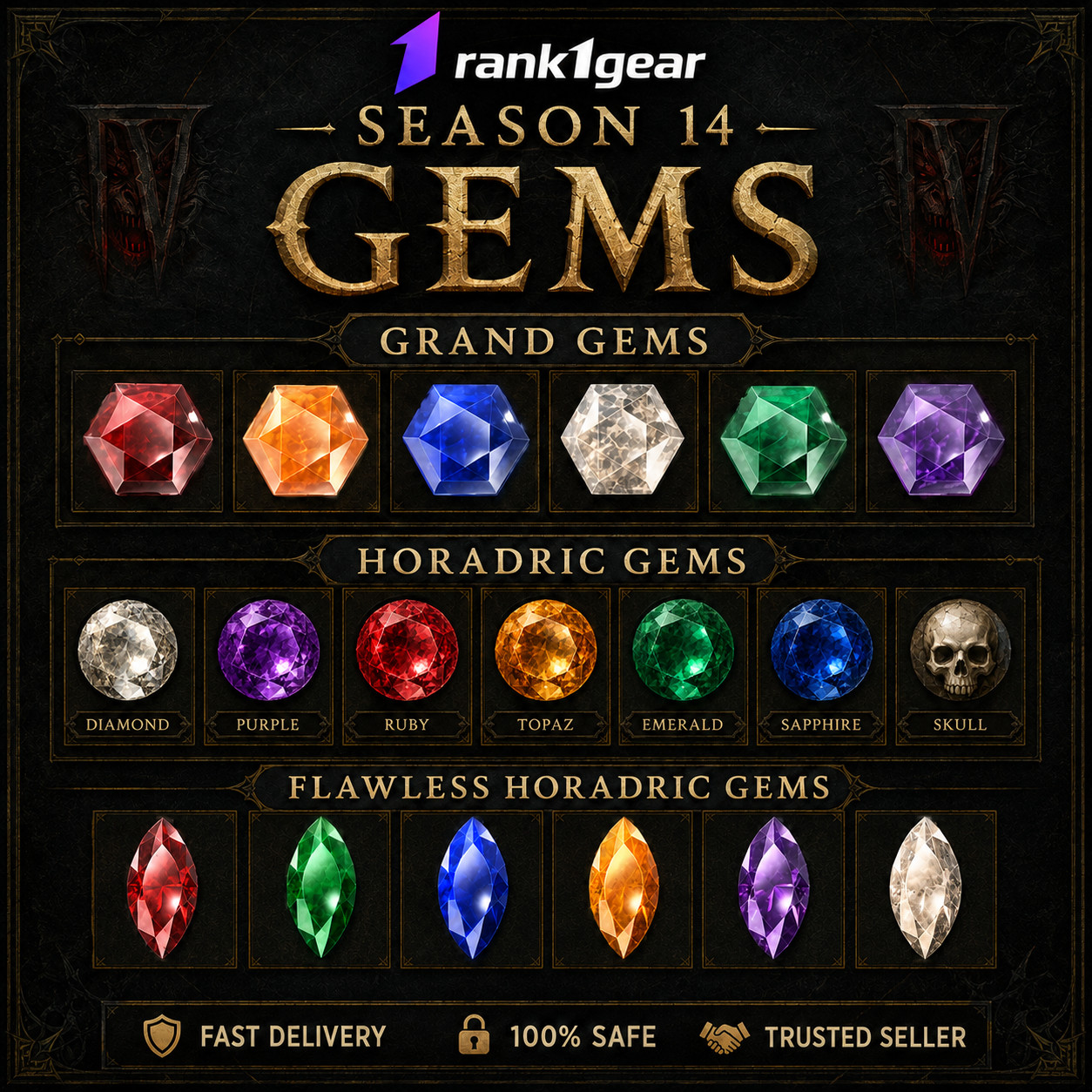 Diablo 4 Season 14 Grand Gems Horadric Gems Flawless Horadric Gems FAST DELIVERY