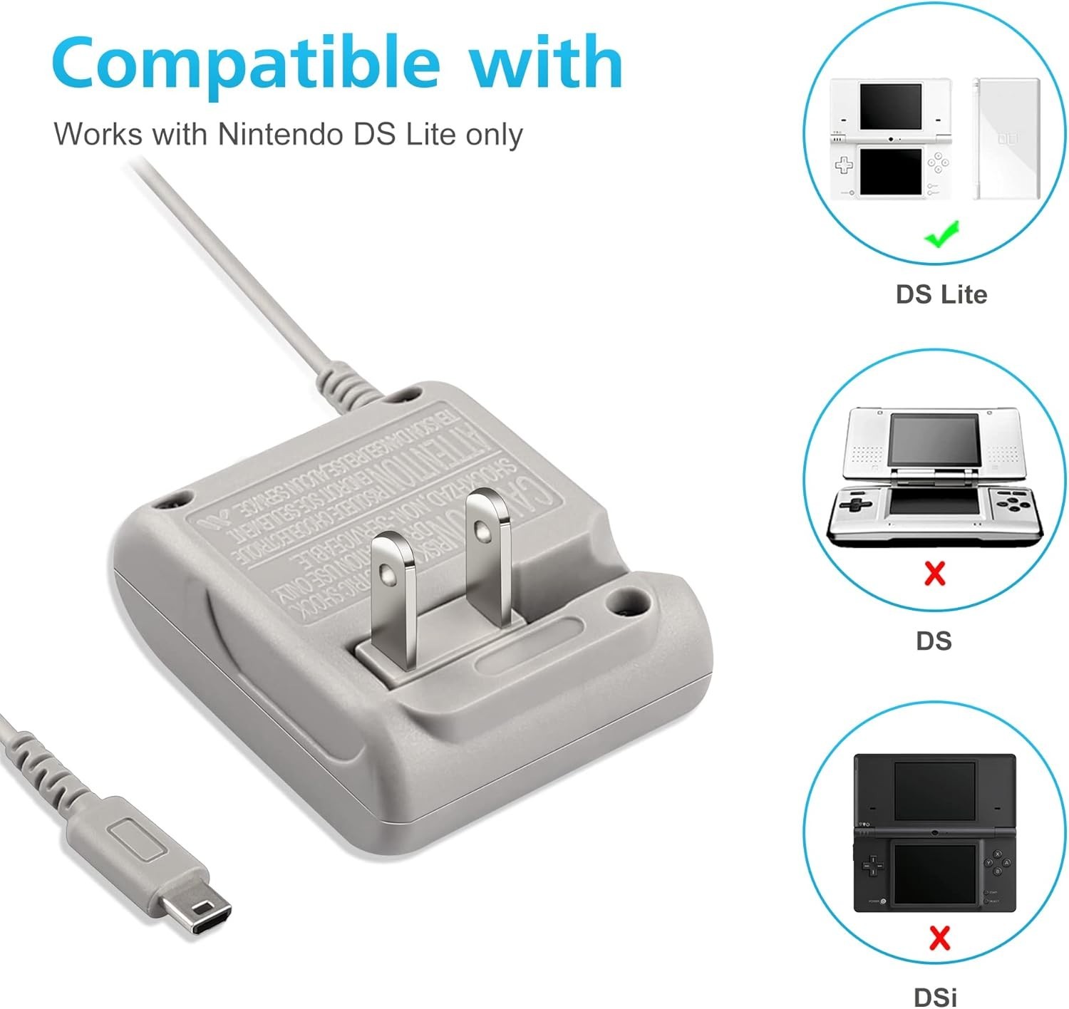 Brand New Grey DS Lite Power Charger 5.2V 450mA